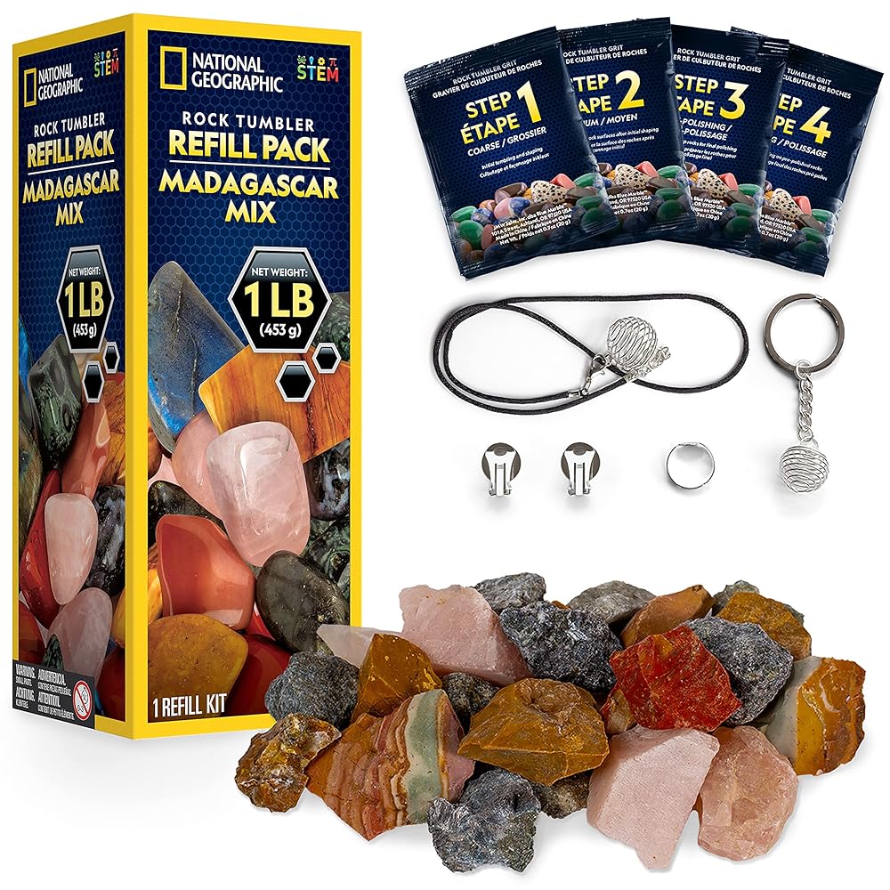 National Geographic Rock Tumbler Refill Kit 1 Lb. Madagascar Rocks & Accessories