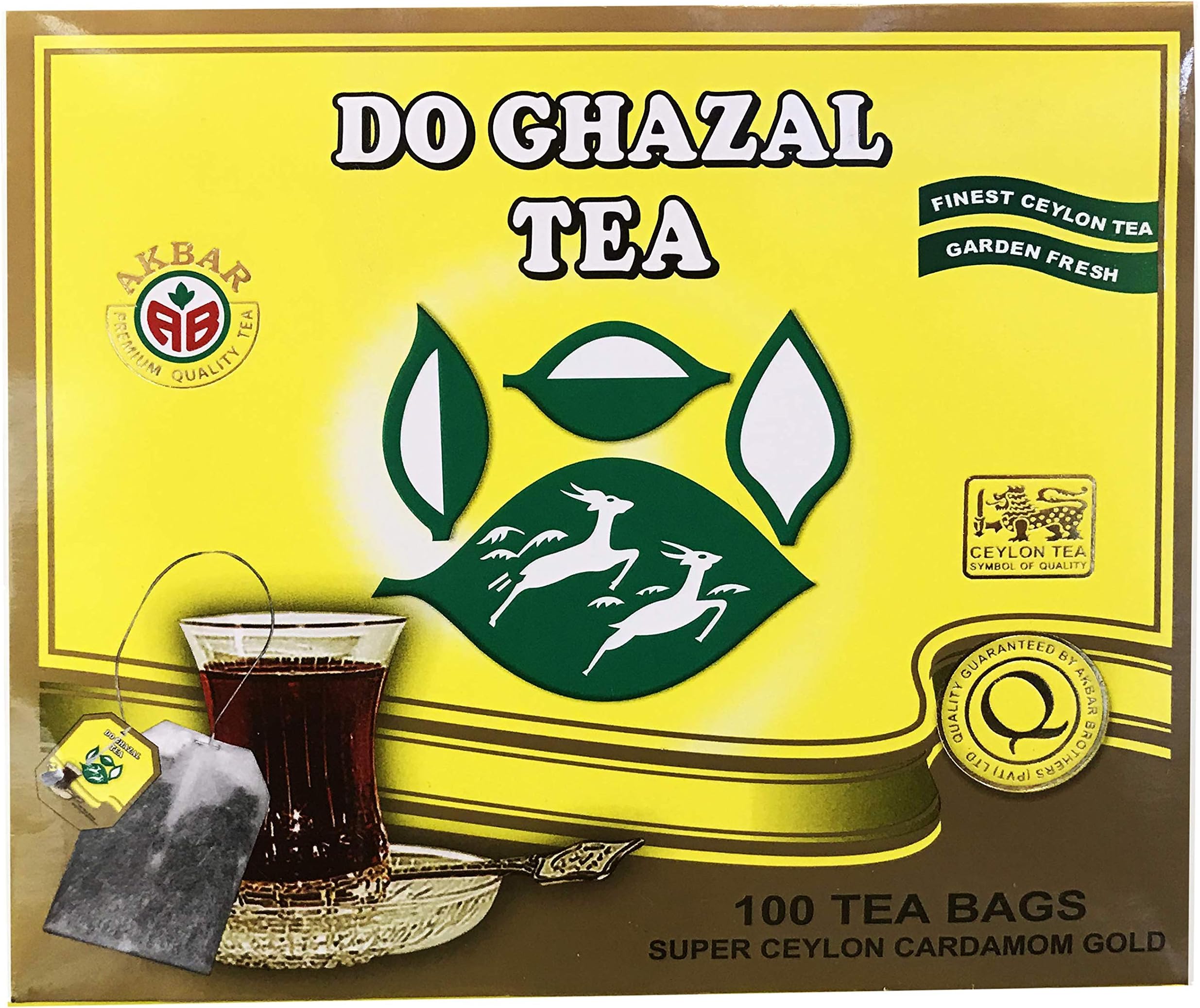 Do Ghazal Super Ceylon Cardamom Gold Tea, 100 Count Tea Bags