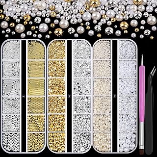 3 cajas de perlas de uñas y cuentas de metal ...