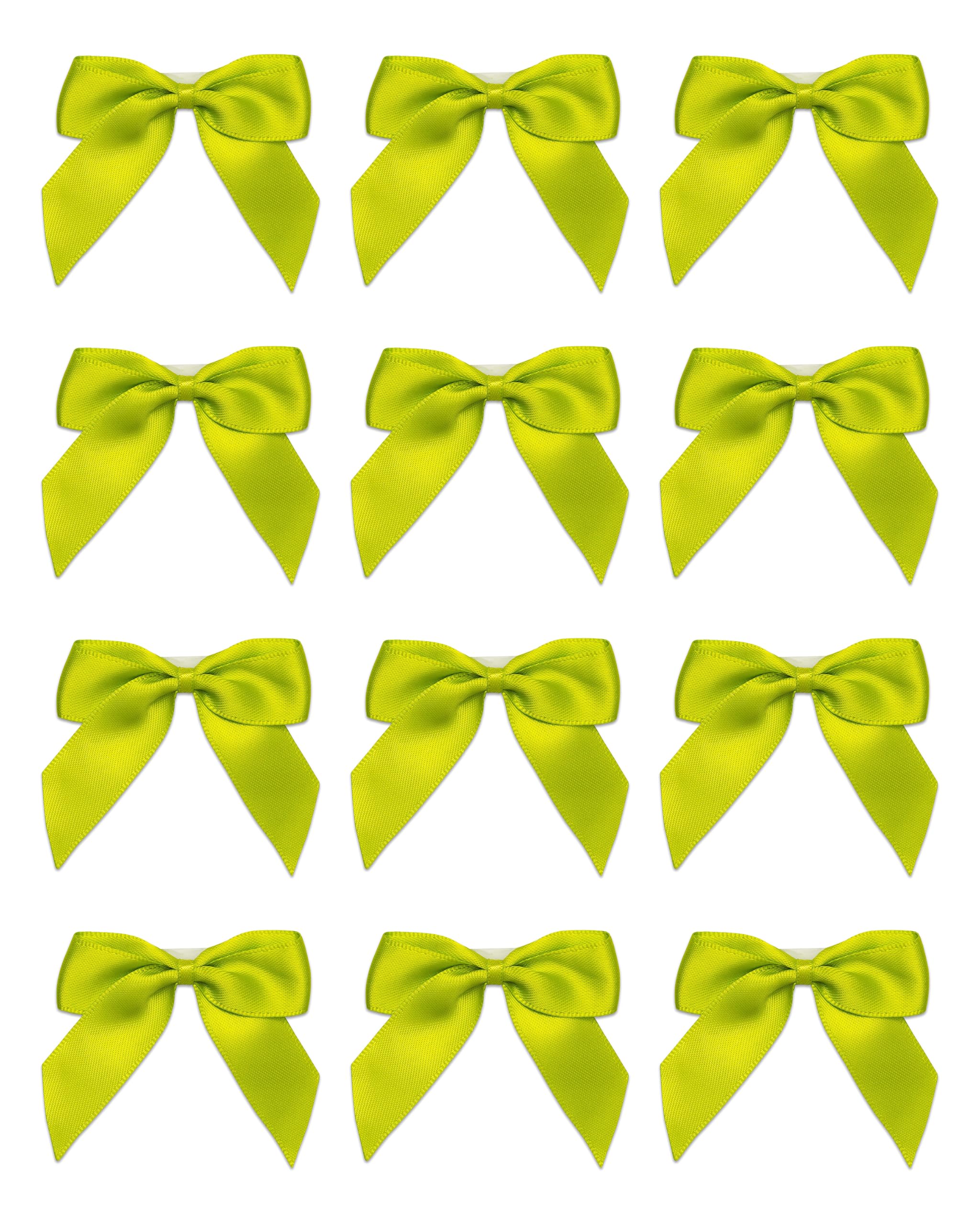 Italian Options Small Satin Ribbon Bows, Self Adhesive Bow Decorations for Crafts, Gift Wrap, Hampers, Hair Bows, Wedding Stationery, Floristry, Christmas, Cakes, Crafting, Lime, 24 Pack, 5 cm — image 1