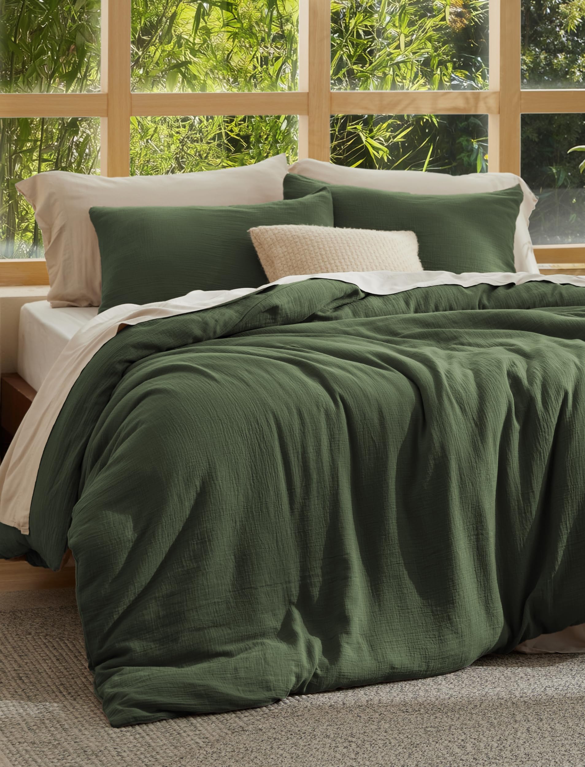 Bedsure PureWoven Muslin Duvet Cover, Cooling Bedding Set for Hot Sleepers