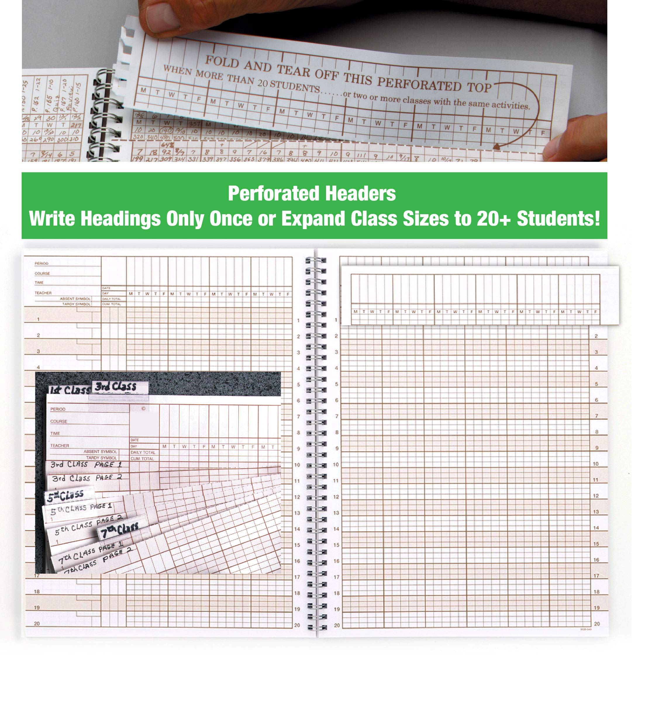 Whaley Gradebook (9 x 12 inches) 3-Line Grade Record Book, Four 10-Week Sessions (9GB-049) - Image 3