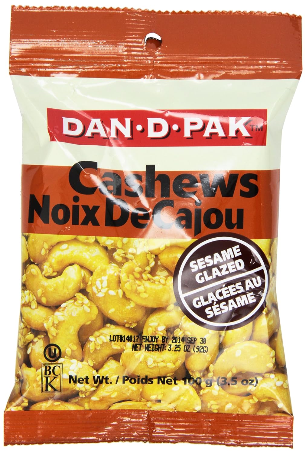 Dan-D-Pak Sesame Glazed Cashews, 3.5-Ounce Bags, (Pack of 12)