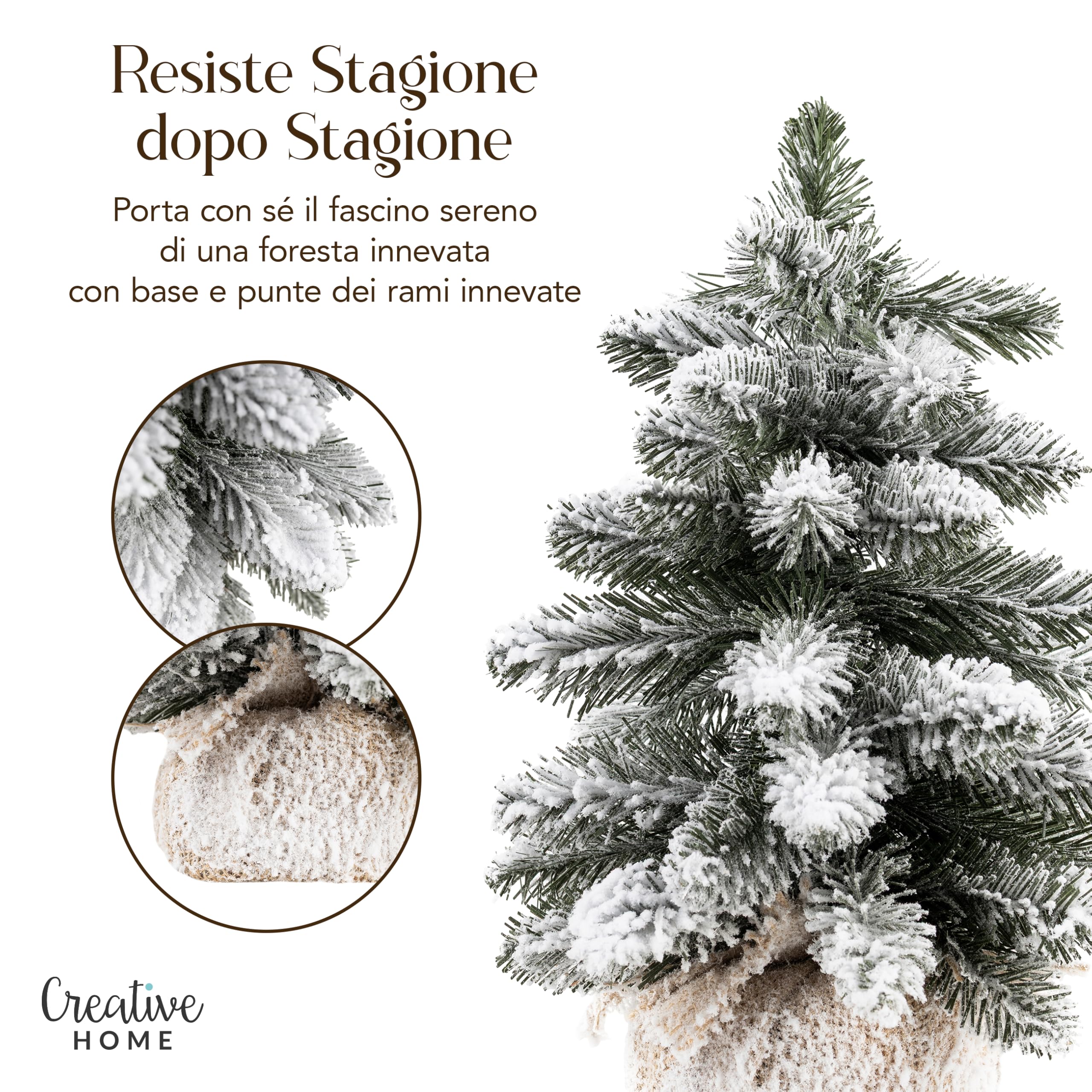 Creative Home Albero di Natale Artificiale Innevato con Effetto Neve | 40cm | Cono Piccolo Albero di Natale Salvaspazio | Alberi di Natale Piccoli per Tavolo, Ufficio | Regalo di Decorazione Fai-da-Te