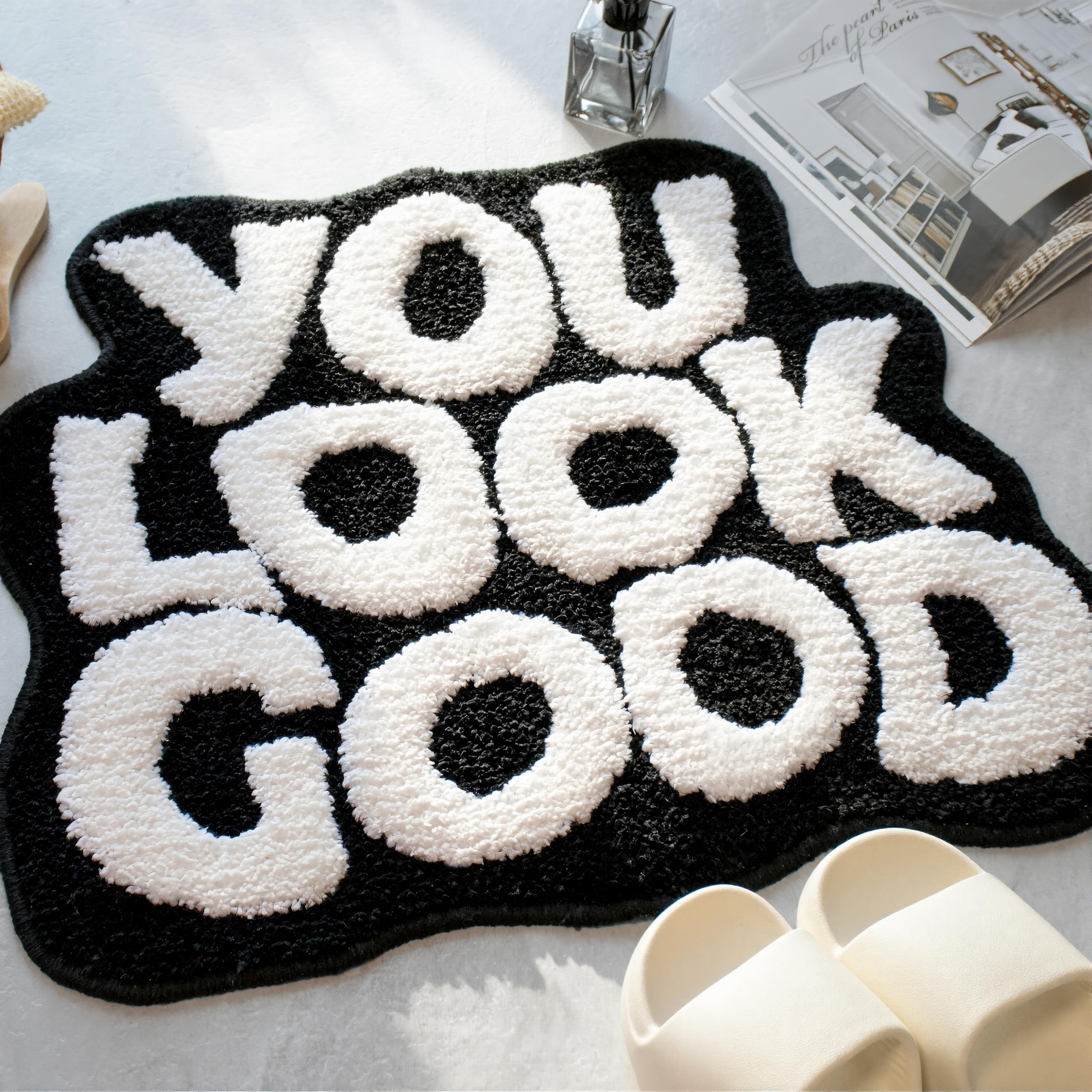 You Look Good Bath Mat Black Bathroom Rugs Funny Cute Bath Rugs Non Slip Microfiber Plush Preppy Small