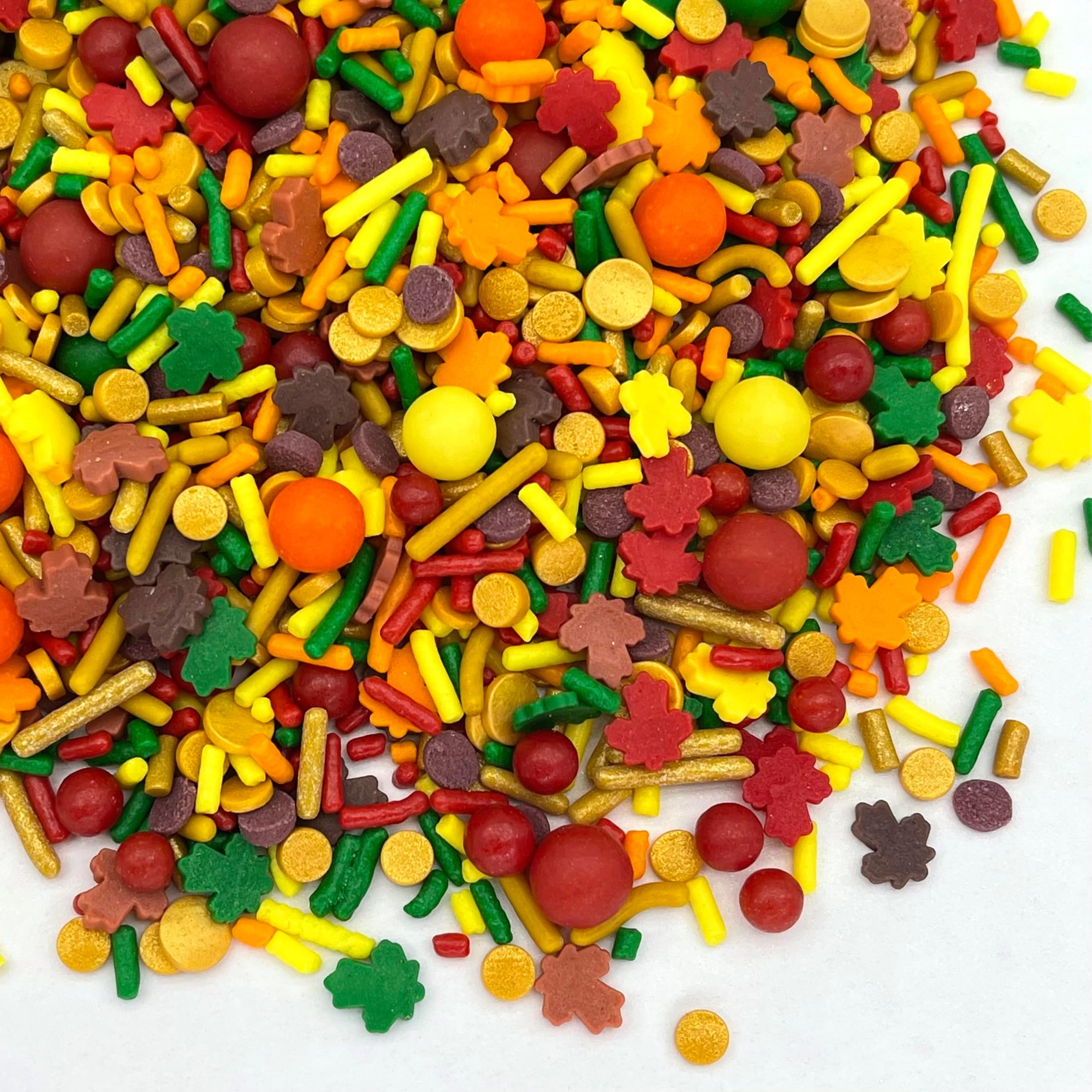 Fall Themed Sprinkles - Sprinkles for Cake Decorating, Edible Thanksgiving Themed Sprinkles, For Baking Chocolate Desserts, Cupcakes, Ice Cream, Caramel Apples & Other Desserts