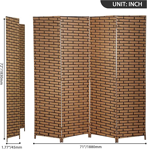 Miniatura 5 de Pantalla divisora de habitación, pantalla de tocador de 4 paneles, separadores de habitación de diseño tejido a mano de madera y pantallas de