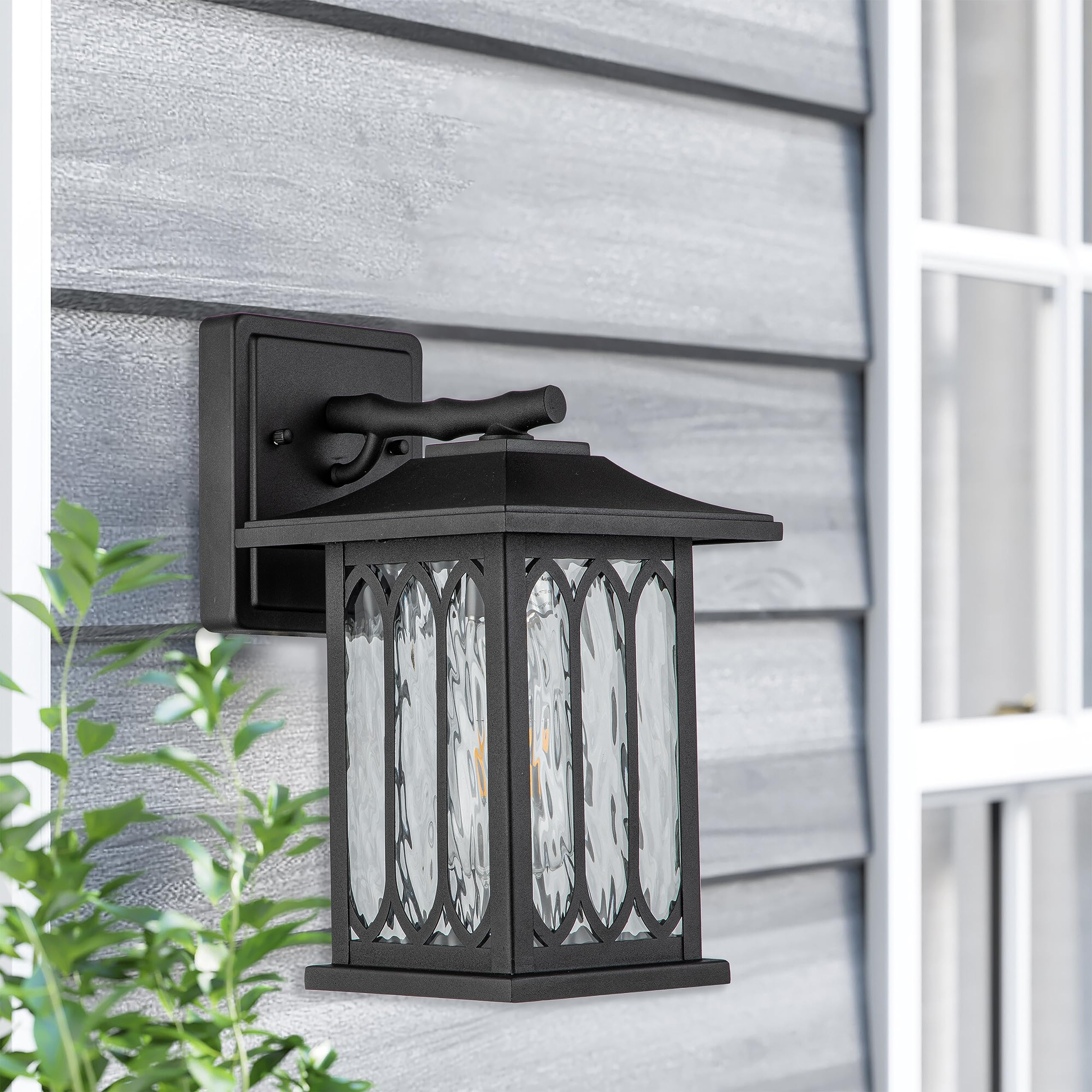 Farmhouse Outdoor Wall Lights, 1 Light Exterior sconces for Garden, Matte Black Sconce Light fixtures Lantern, Outside Lighting Clear Glass, Wall Mounted Lamps for Porch and Patio Fixture