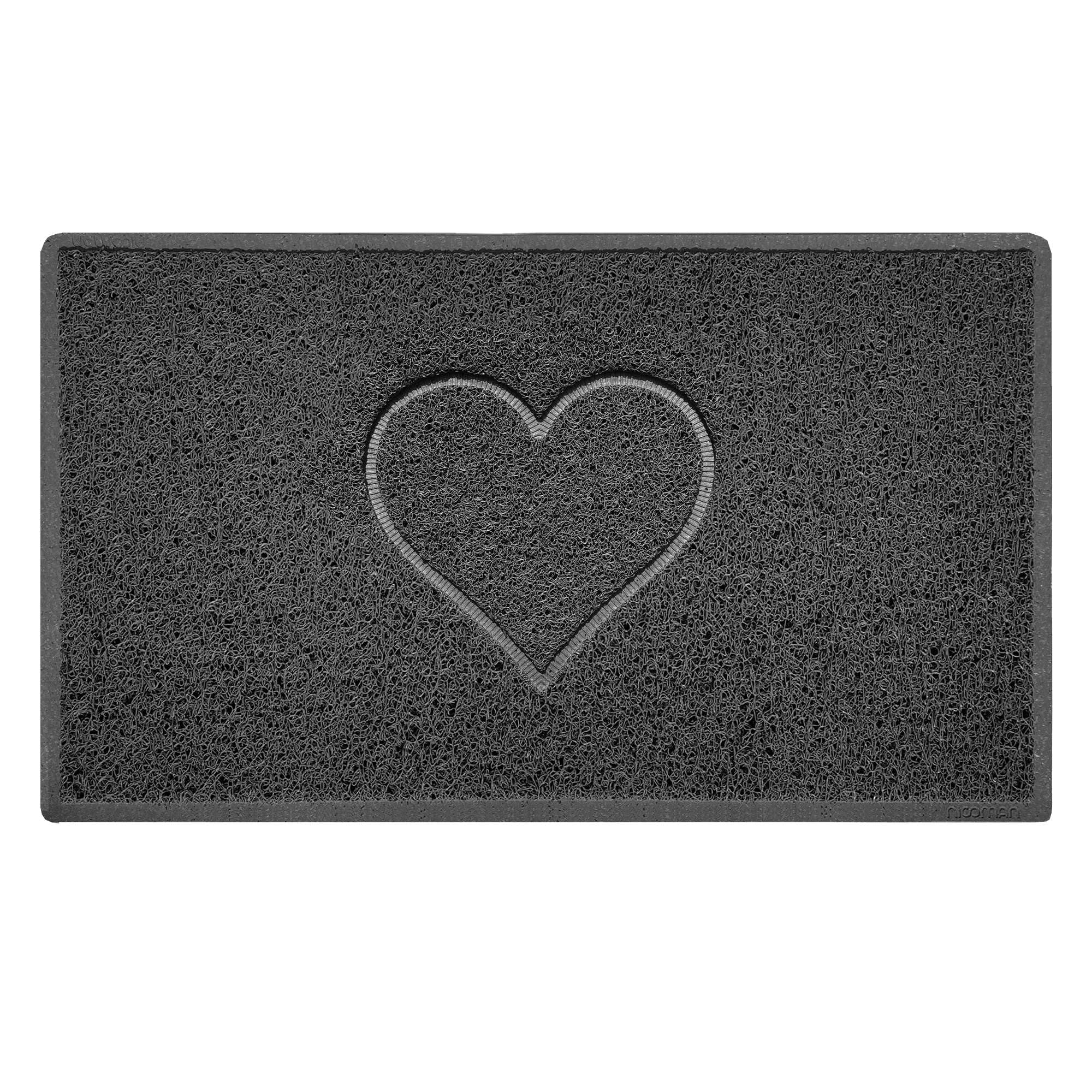 Nicoman Zerbino A Forma Di Cuore In PVC Lavabile 75x44 Cm - Grigio Scuro Con Retro Gomma