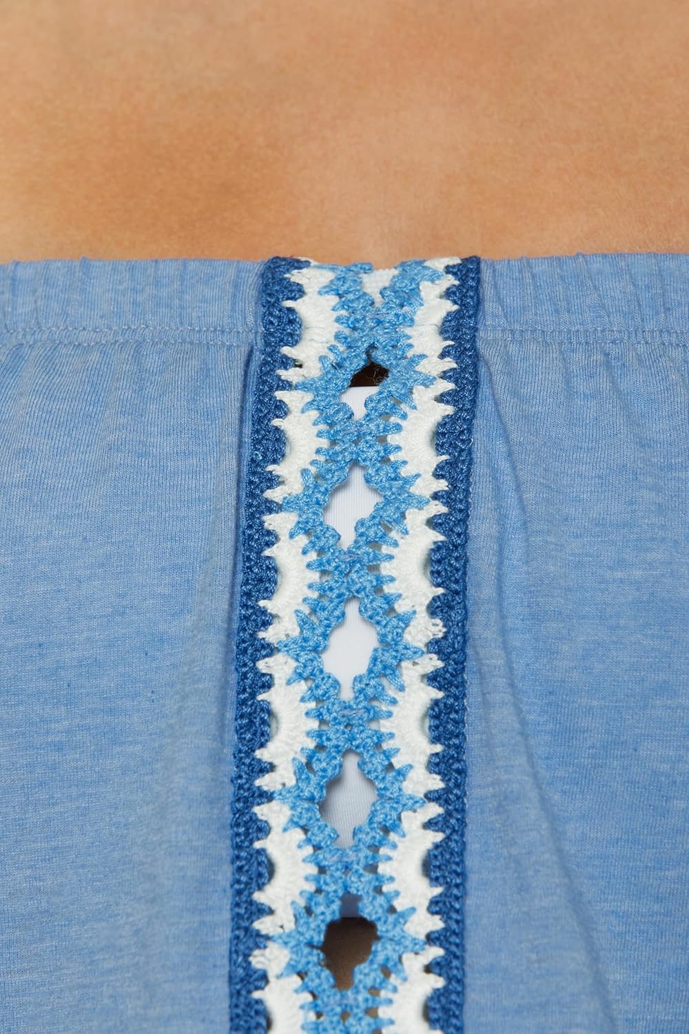 Lucky Brand Women's Malaga Bandeau Romper, Crochet Trim, Casual, Beach Cover Ups for Women