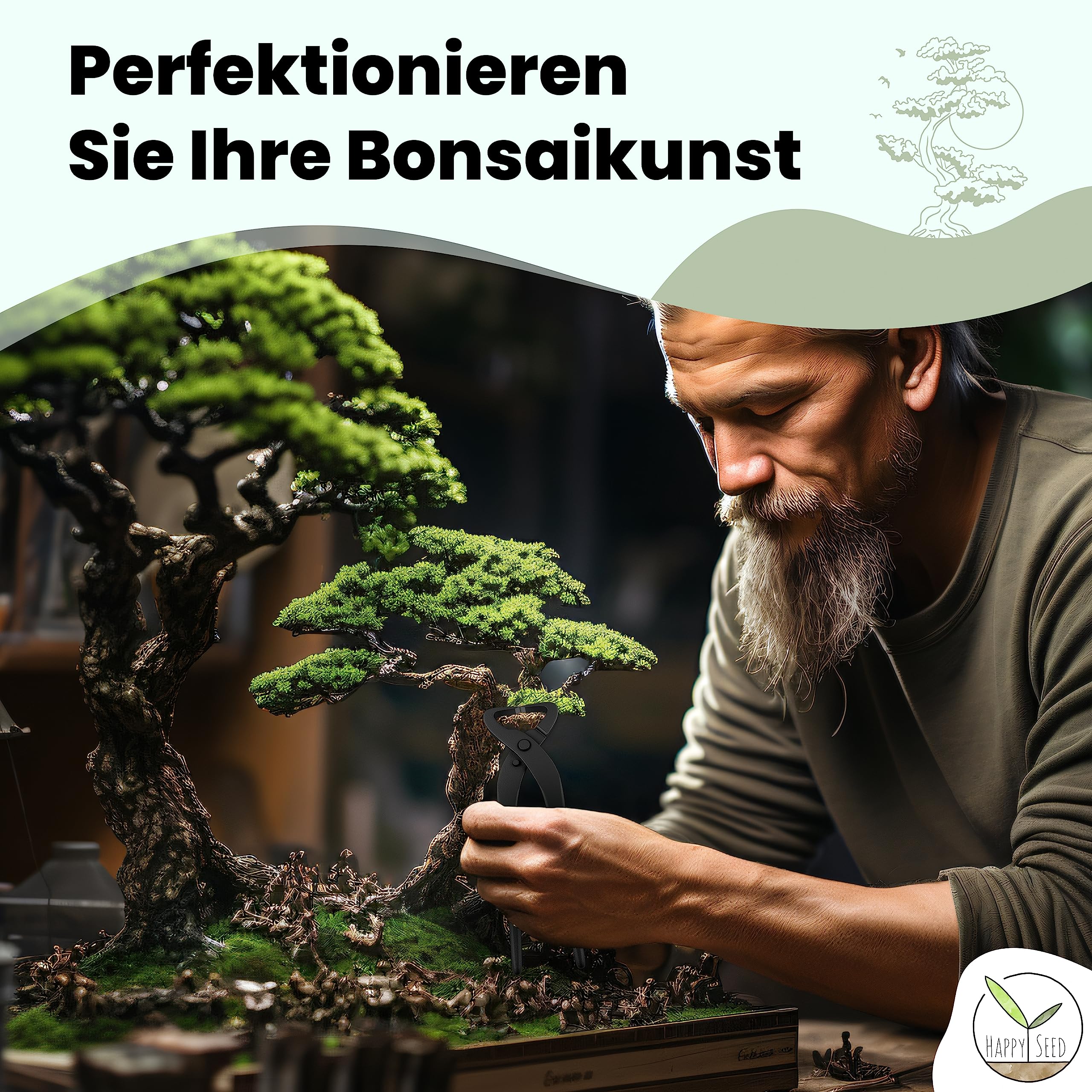 Juego de 4 herramientas profesionales para bonsái, de acero, con práctica bolsa de almacenamiento, herramienta tradicional para bonsái, ideal para alambres, ramas, brotes y raíces