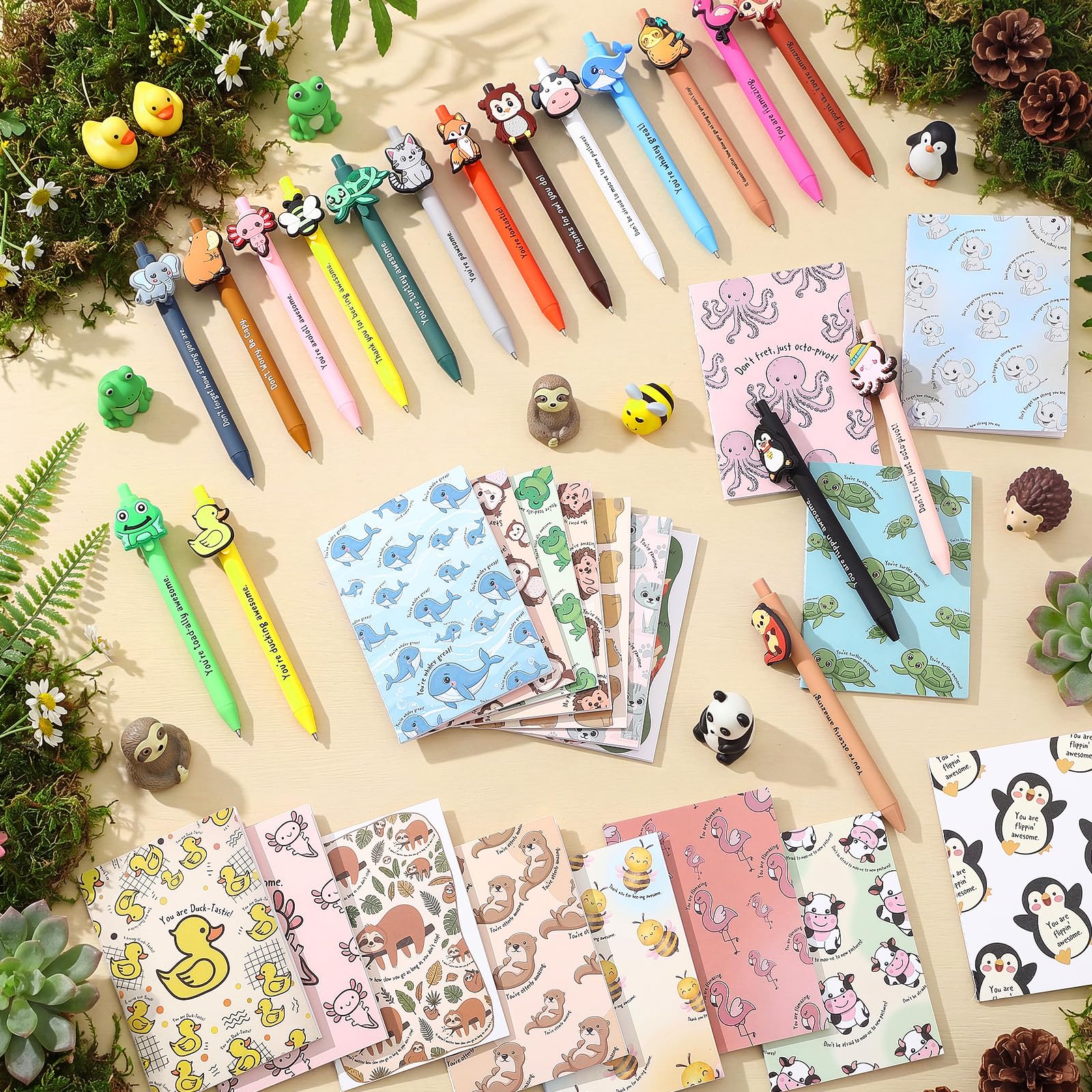 Resurhang Set di 36 quaderni ispiratori con penna positiva, motivo animali