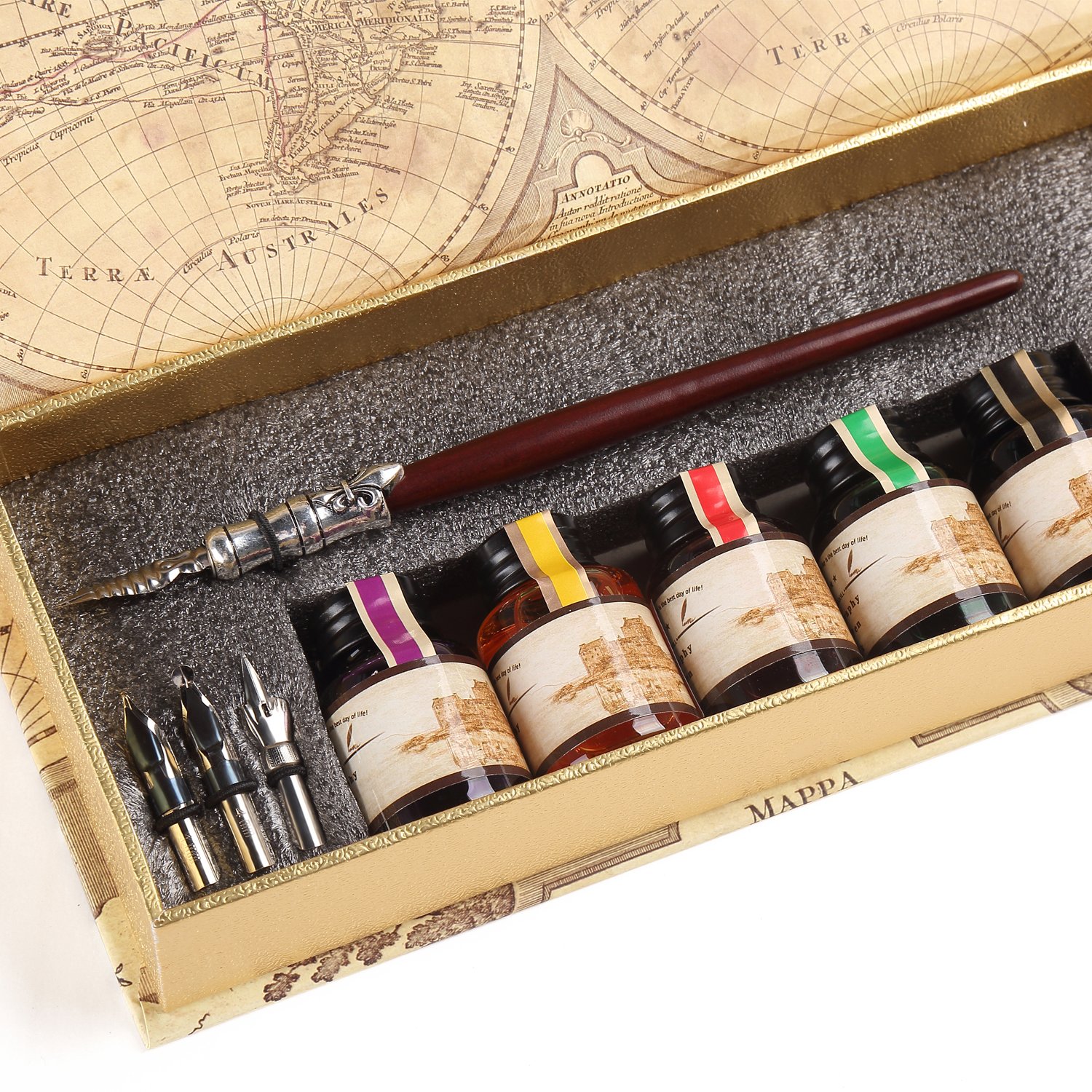 GC QUill Calligraphy Pen Set Writing Case with 5 Bottle Ink