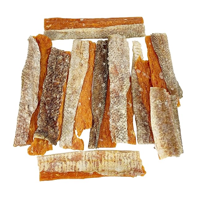 Tiras de Pollo y Piel de Bacalao para Perros, Snack Natural, 100 g
