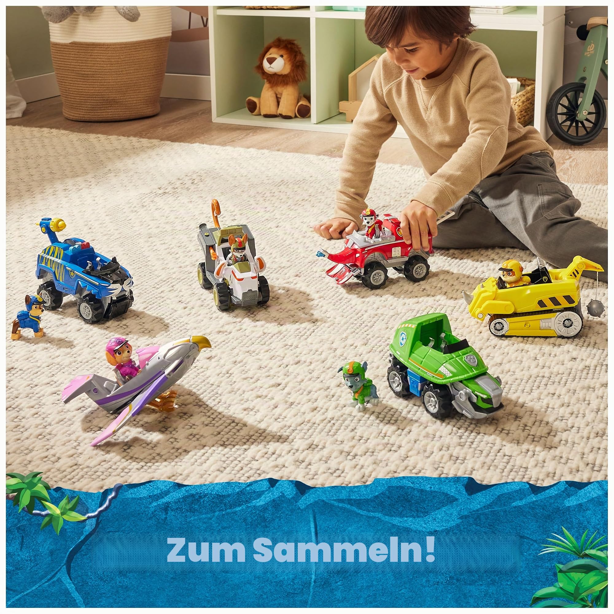 Paw Patrol Jungle Pups, Rubble Nashorn Fahrzeug, Spielzeug-Truck mit Sammel-Actionfigur, Kinderspielzeug für Jungen und Mädchen ab 3 Jahren