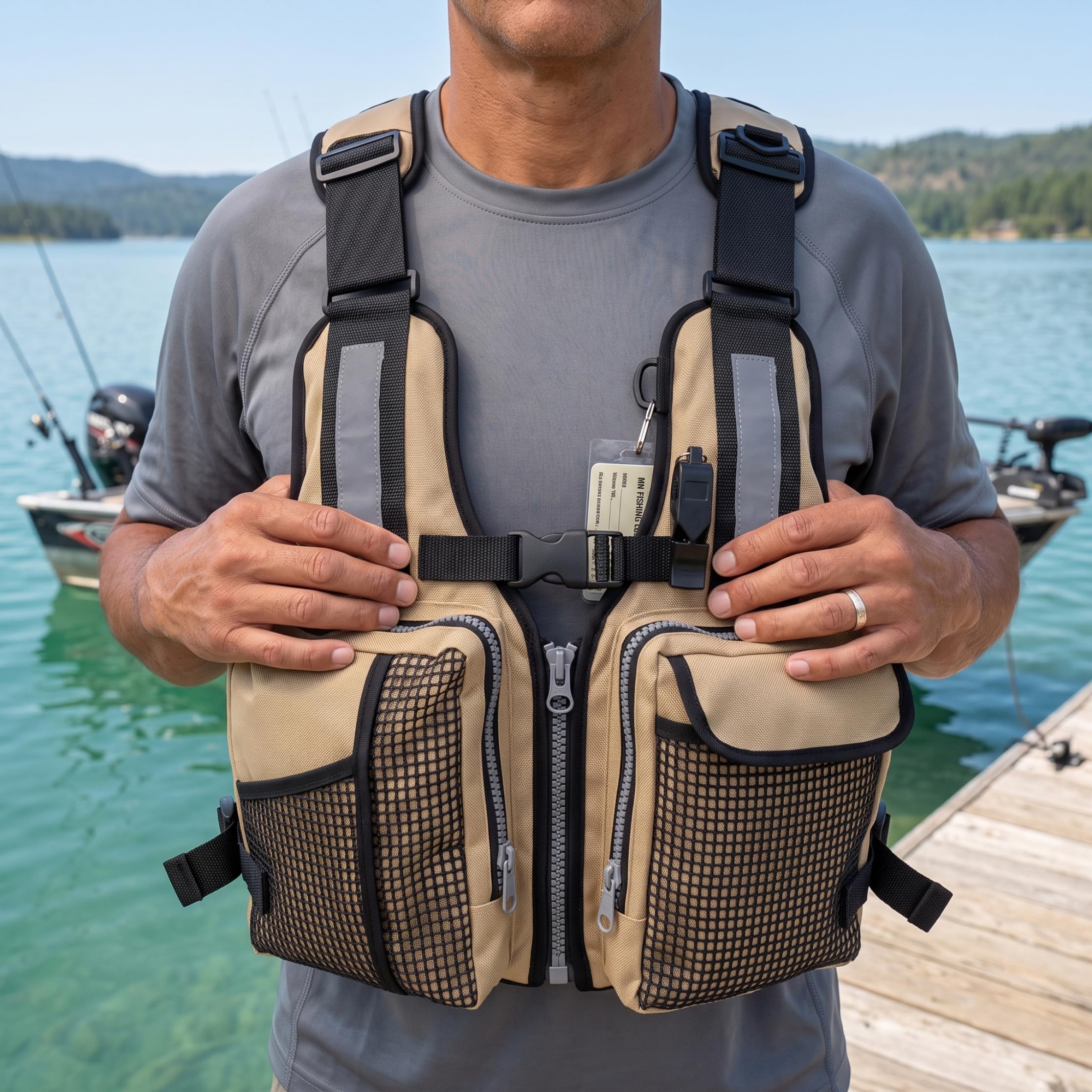 Giacca galleggiante per adulti, cinghie regolabili e fischietto rosso | Cinghie regolabili, fischietto d'emergenza, sicurezza in acqua, pesca, kayak, canottaggio, nuoto