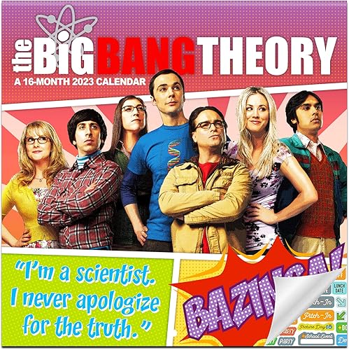 Calendario The Big Bang Theory 2023 -- Paquete de calendario de pared de lujo 2023 Big Bang Theory con más de 100 calcomanías de calendario TBBT