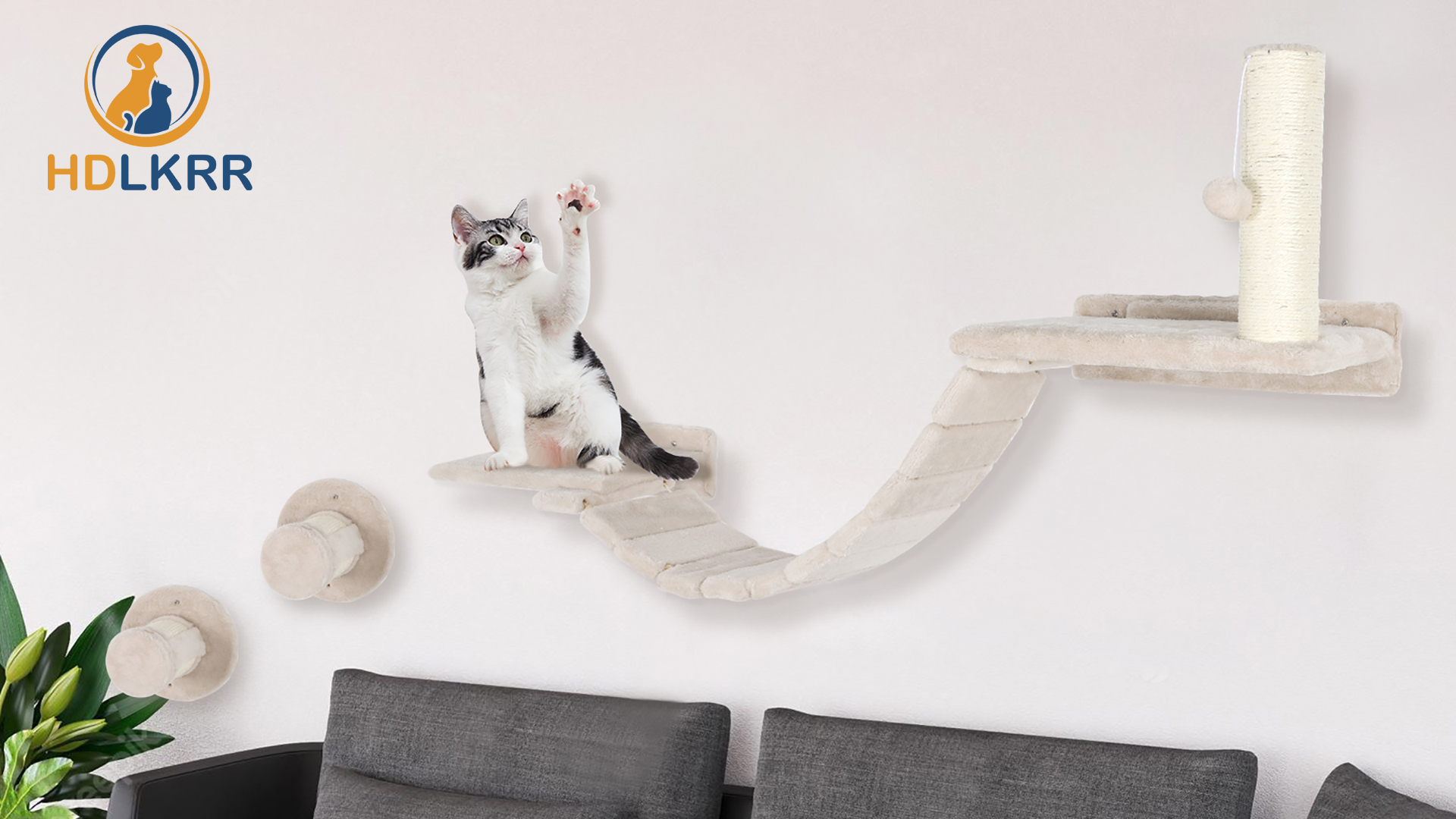 HDLKRR Cat Wall Shelves Climber Systems, Set of 7 Heavy Duty Wall