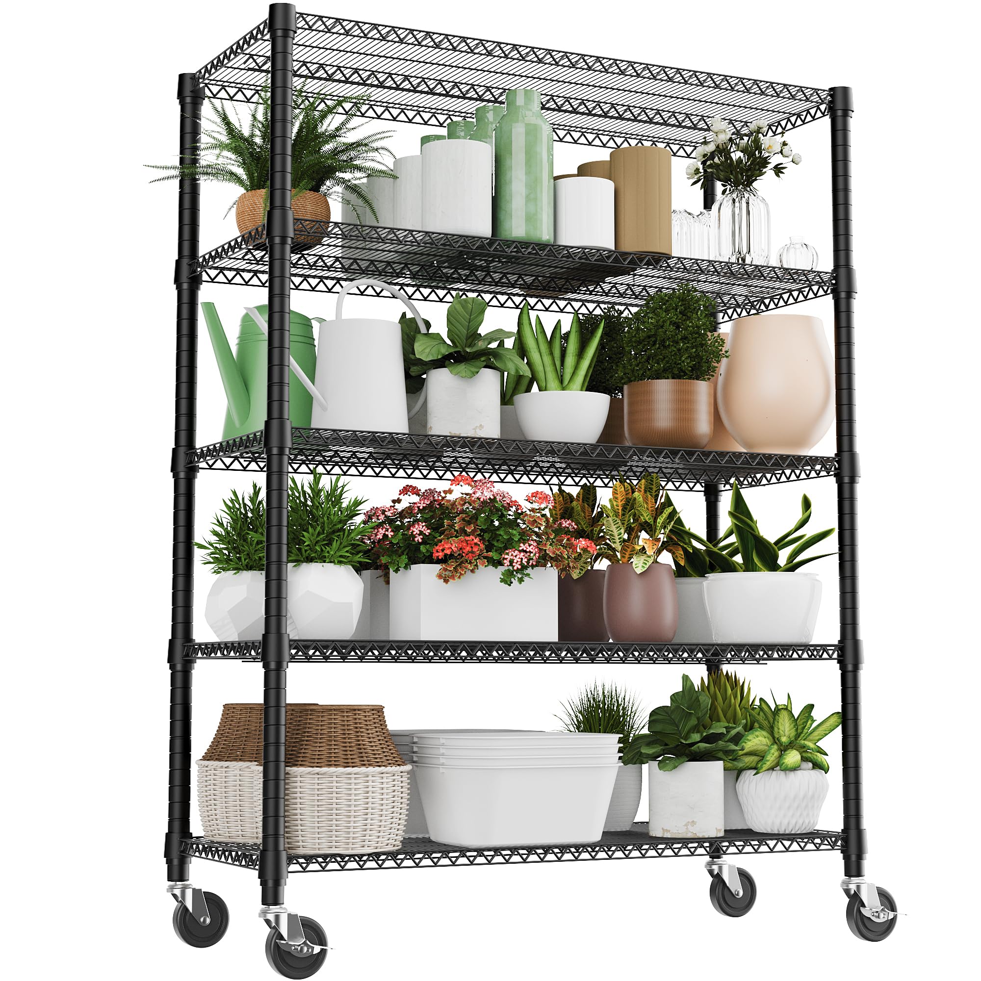 3300LBS 53 1 W 5 Tiers Shelf Steel Storage Shelving Utility Shelving Unit Steel Organizer Wire Rack for