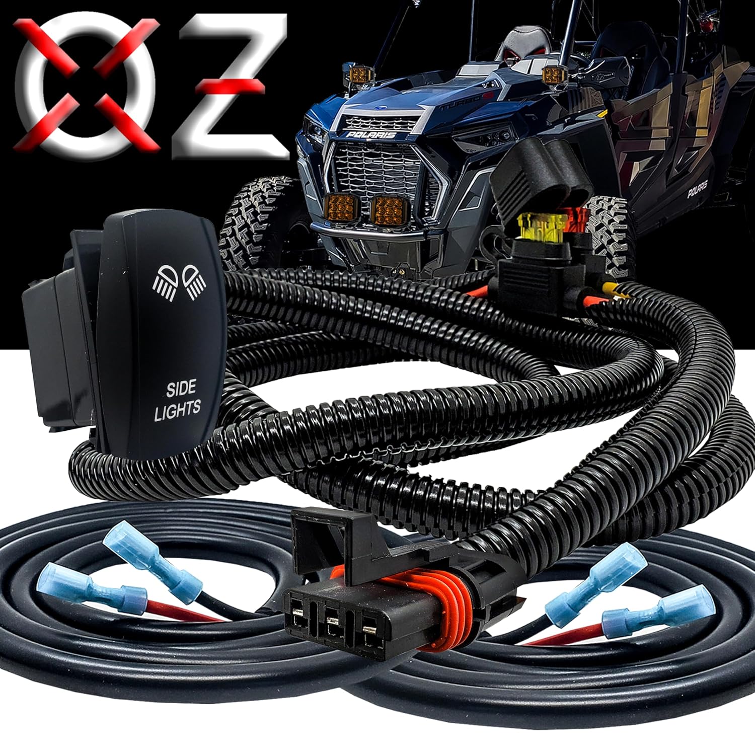 OZ-USA 5ft Power Busbar Split Wire Harness Kit Plug & Play Side Light Wiring Harness with Rocker Switch Compatible with Pulse Power Bus Bar (Ranger XP 1000, RZR PRO XP, General, RS1) 2018–2026