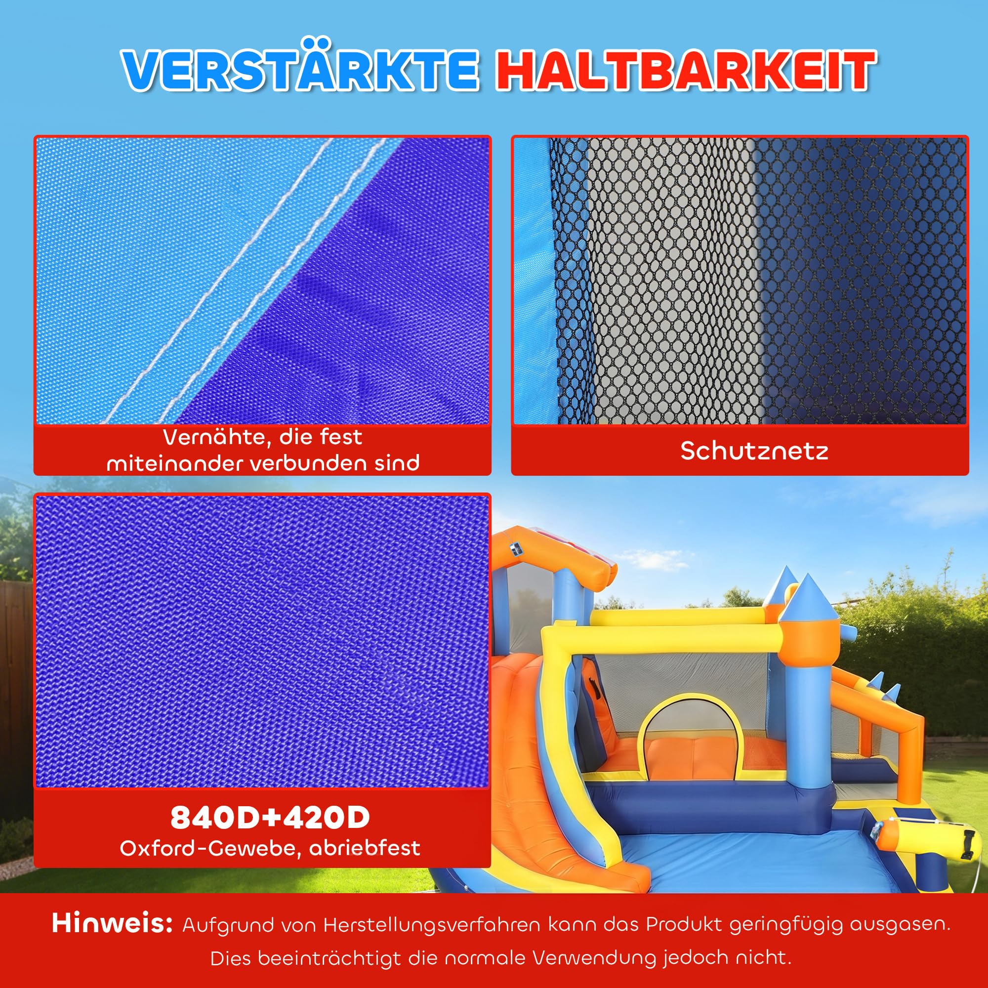 AIYAPLAY Hüpfburg mit Gebläse 8-in-1 aufblasbare Wasserpark mit Wasserrutsche Planschbecken Trampolin Kletterwand Basketballkorb Springburg für 4 Kinder von 3–8 Jahren für Indoor Outdoor 350x325x210cm
