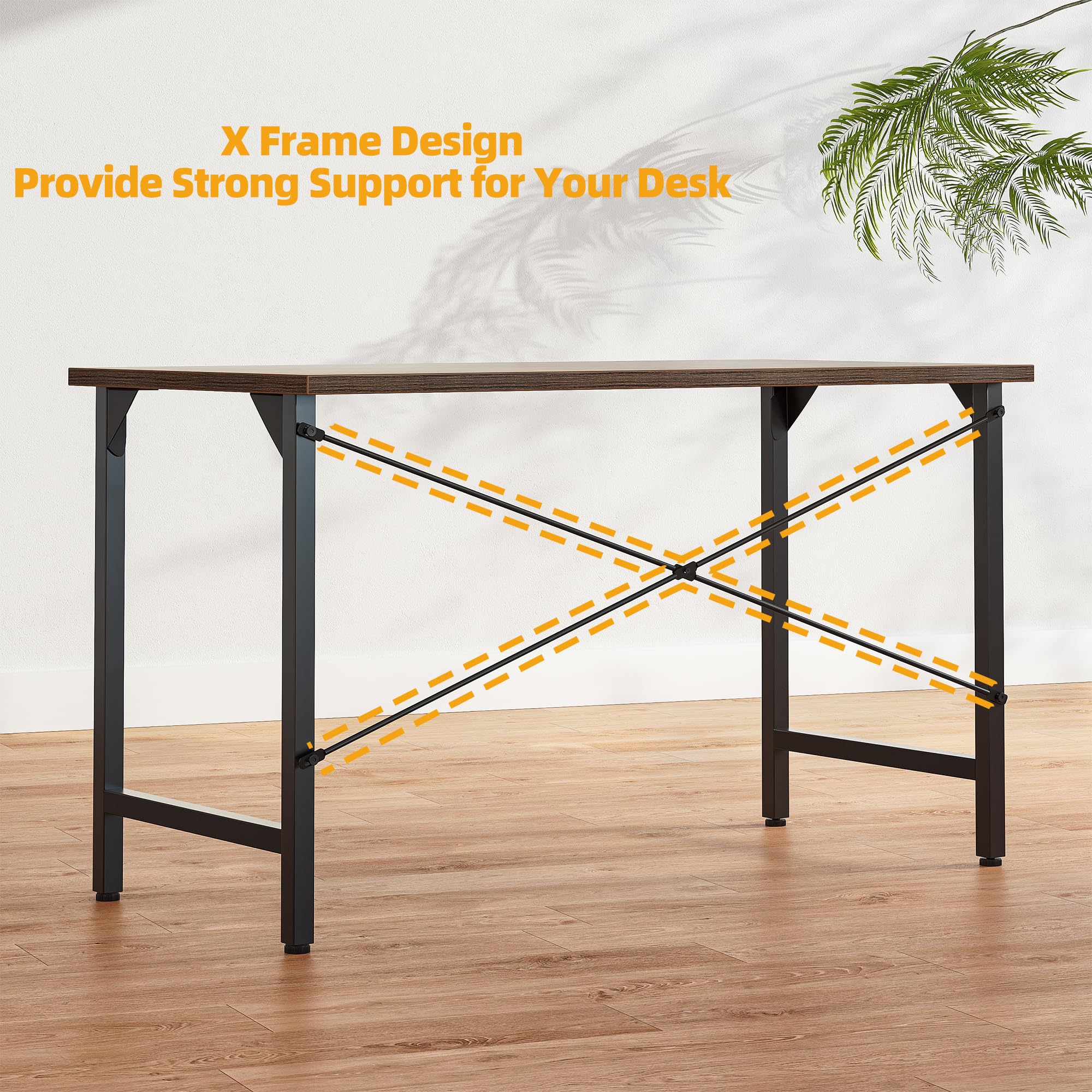 BEXEVUE Escritorio de 120 x 48 cm, pequeño Escritorio para Ordenador, Mesa de Oficina para Estudio, Dormitorio, diseño Industrial, Estructura de Metal, Mesa de PC de Madera para el hogar y la Oficina