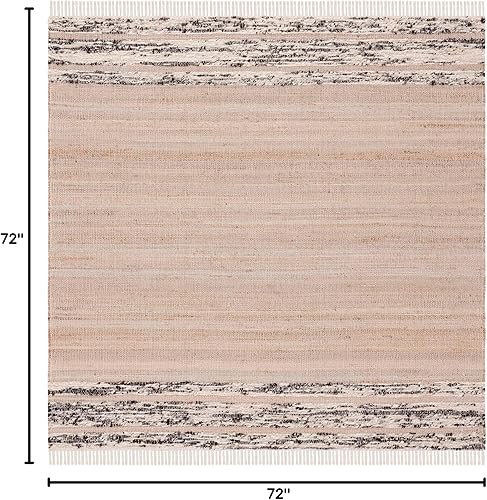 Miniatura 2 de Safavieh Natura Collection NAT871Z - Alfombra cuadrada de yute y lana de 6 x 6 pies hecha a mano estilo bohemio estilo granja costero de yute y lana
