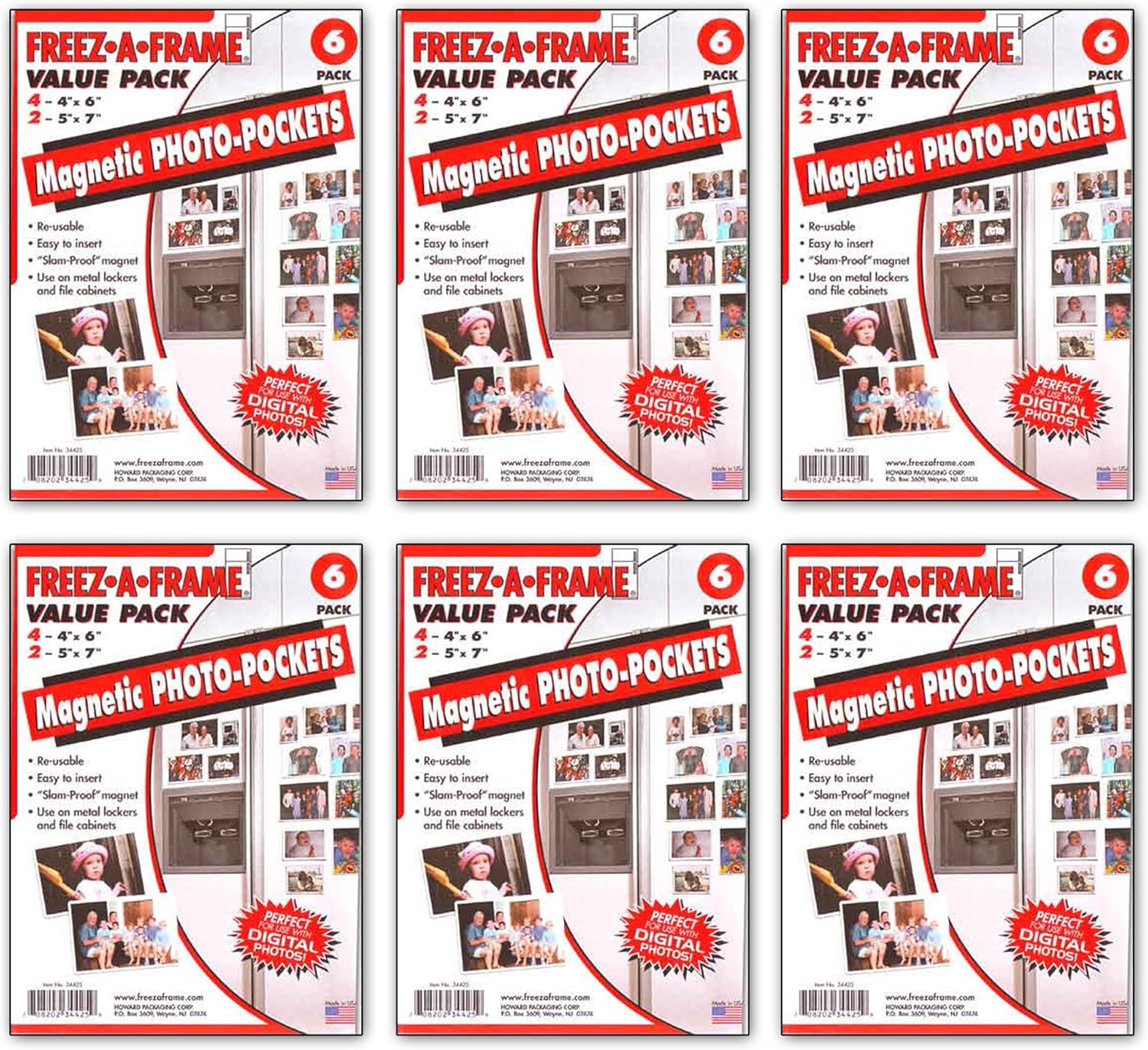 Freez A Frame 34425 Combo Pack of 6-4X6 & 2-5X7 Magnetic Photo Frames