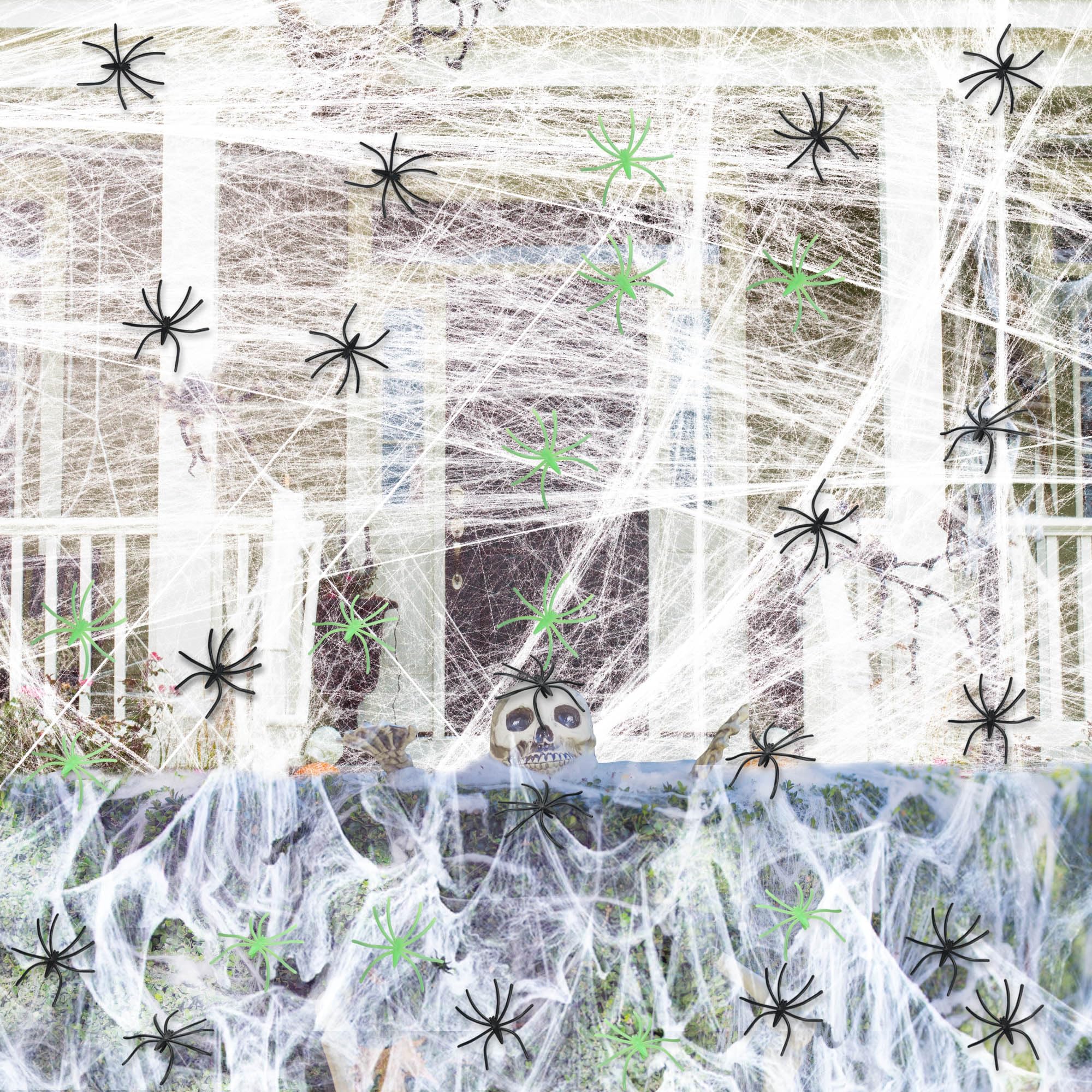 1000 sqft Halloween Spider Web Decorations,Super Stretch Spider Web with 60 Plastic Fake Spider Halloween Party Supplies Scene Props Indoor Outdoor Decorations for Bar Haunted House (300g/10.58 oz)