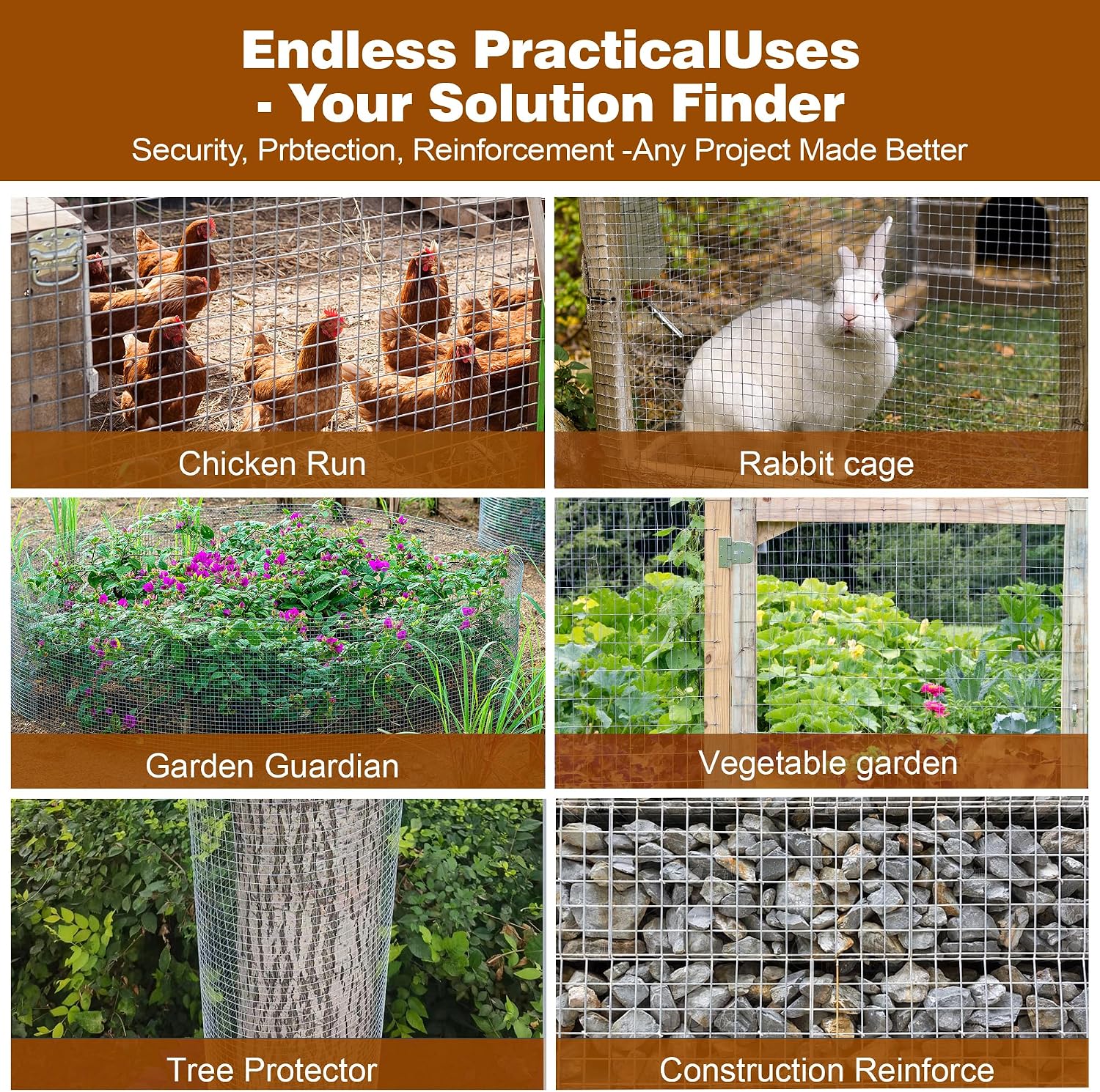 Hardware Cloth, 48'' x 100' Galvanized Wire Mesh Roll, 19 Gauge Chicken Wire Fence Roll, Vinyl Coating Metal Wire Mesh for Chicken Coop Barrier, Rabbit Snake Fences, Poultry Enclosures (48in*100ft)