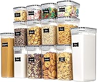 Chefstory 14-Piece Airtight Food Storage Containers with Lids - BPA-Free Plastic Set for Flour, Sugar, Cereal & Pantry Organization