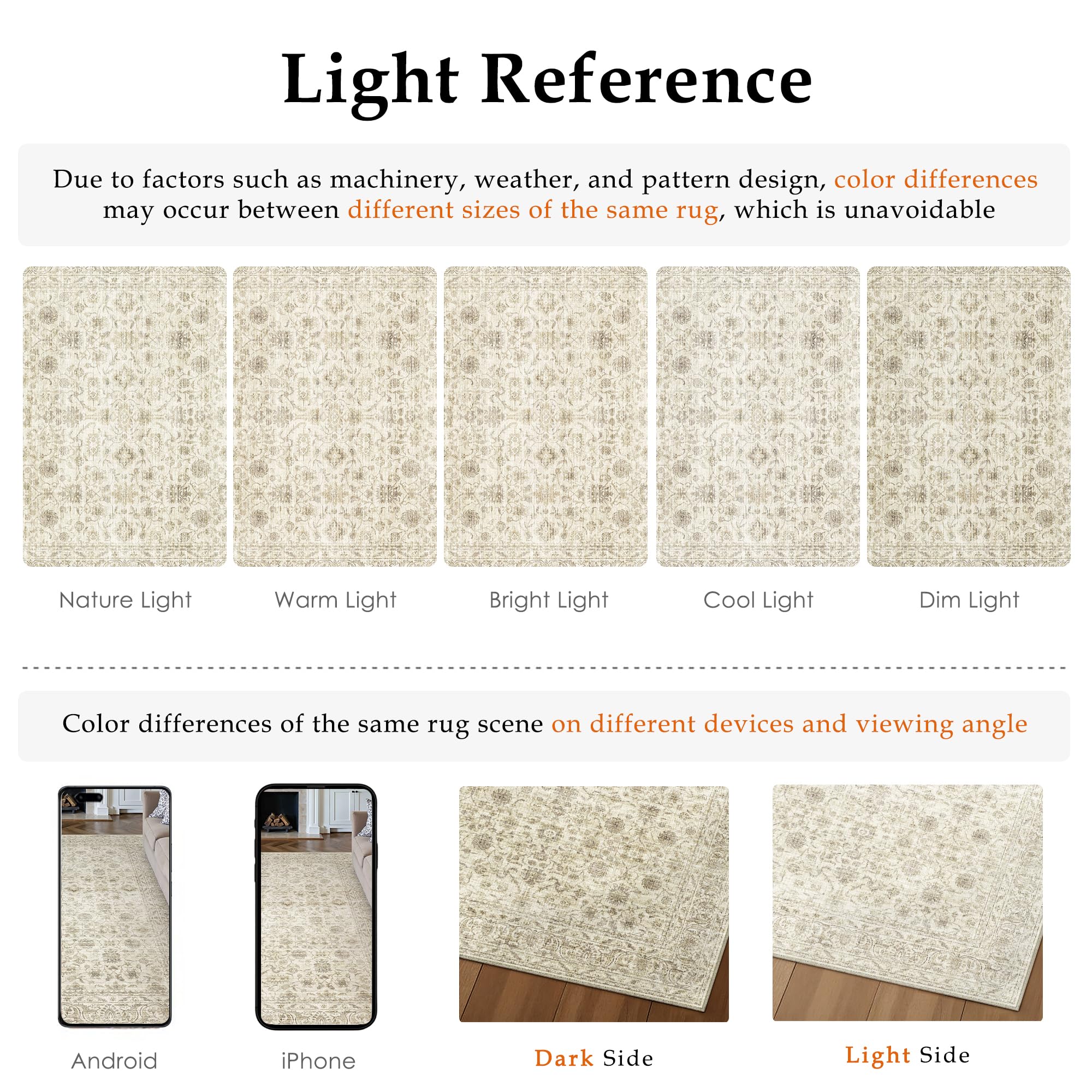 PureCozy 8x10 Area Rug Machine Washable Living Room Bedroom Vintage Distressed Non Slip Carpet Indoor Large Low Plie Thin Beige Dining Room Office Retro Accent Throw Rug: 8' x 10' (Rectangular) Accent | Beige