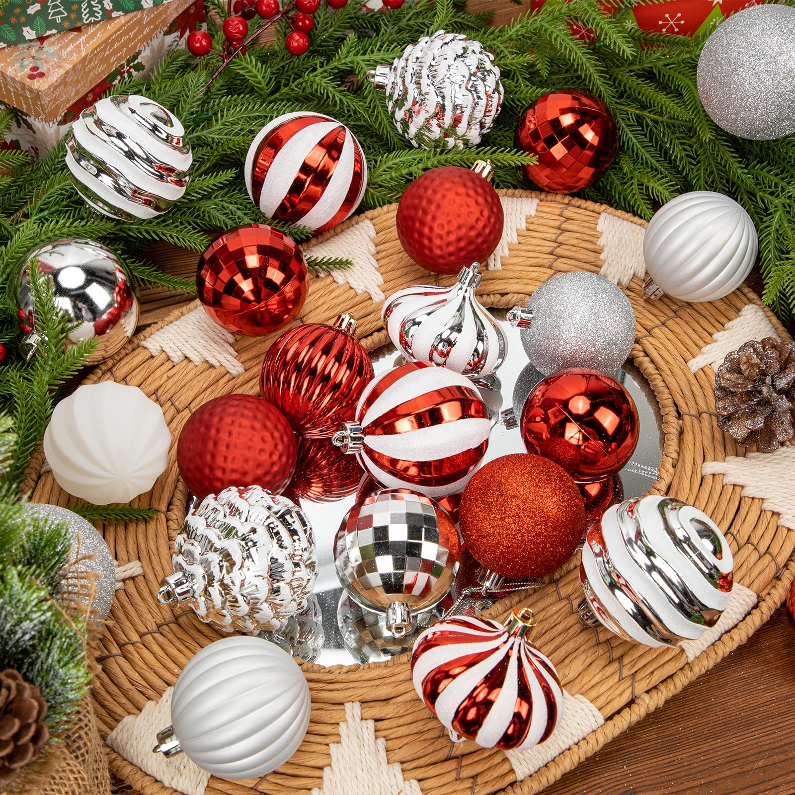 60-Piece Shatterproof Christmas Ball Ornaments - 4cm Xmas Tree Decorations (USA)