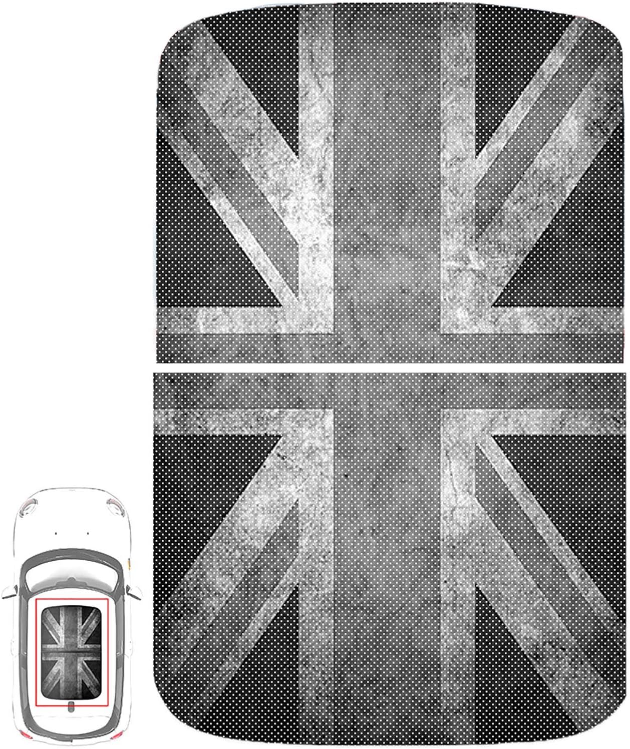 Paileco Automotive Sunroof Vinyl Sticker for F60 (1set 2pcs, Grey Grunge Union Jack Flag, Vinyl)