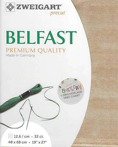Miniatura 2 de Precortado Zweigart Belfast 32 unidades Blue SpruceFrench Blue 3609578. Lona de costura, tela de punto de cruz, lienzo bordado 100% lino