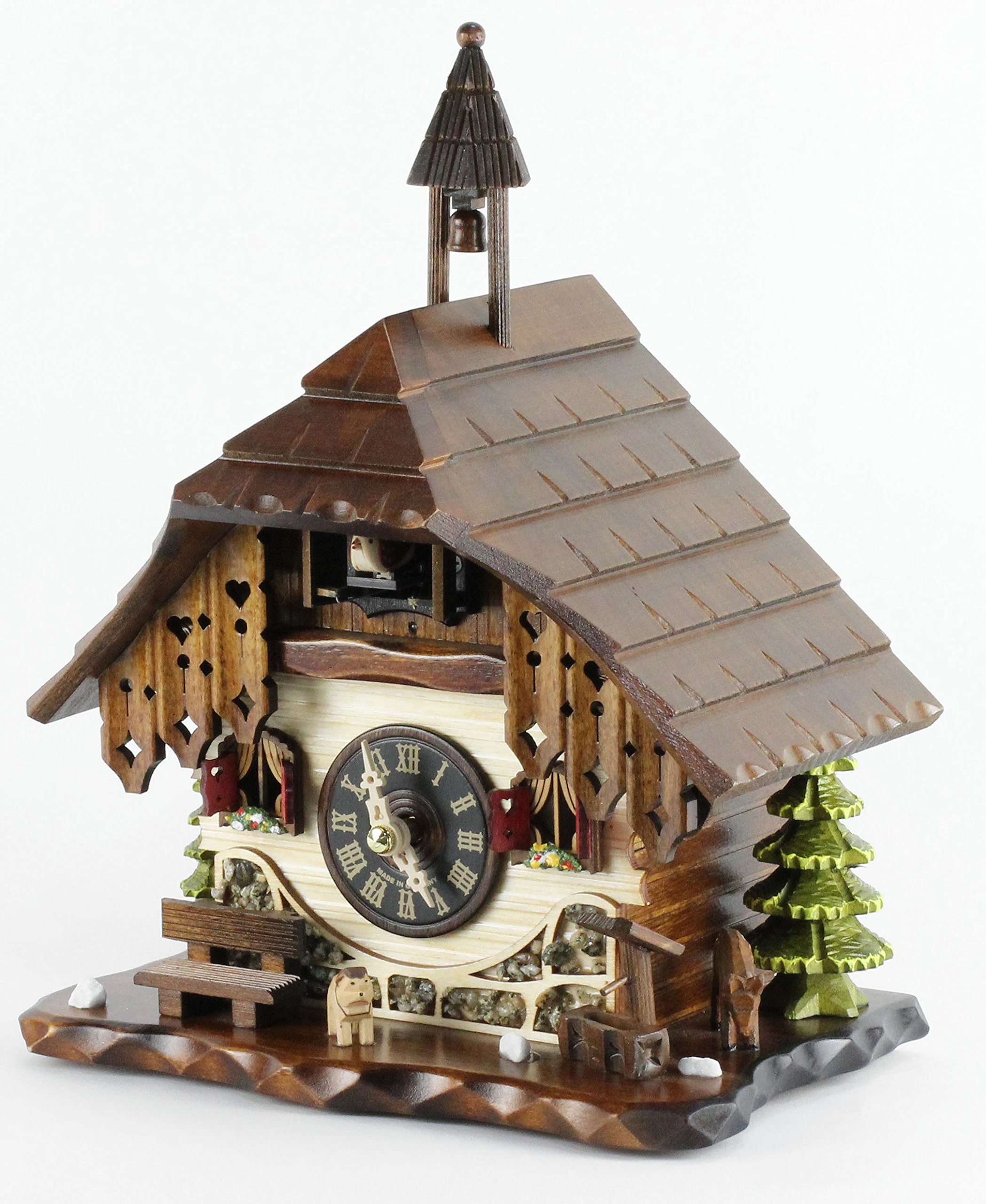 Kuckucksuhr Kuckuckuhr Echtholz NEU batteriebetriebenes Quartzwerk Kuckuckruf Tischuhr Schwarzwaldhaus 28cm- 22307