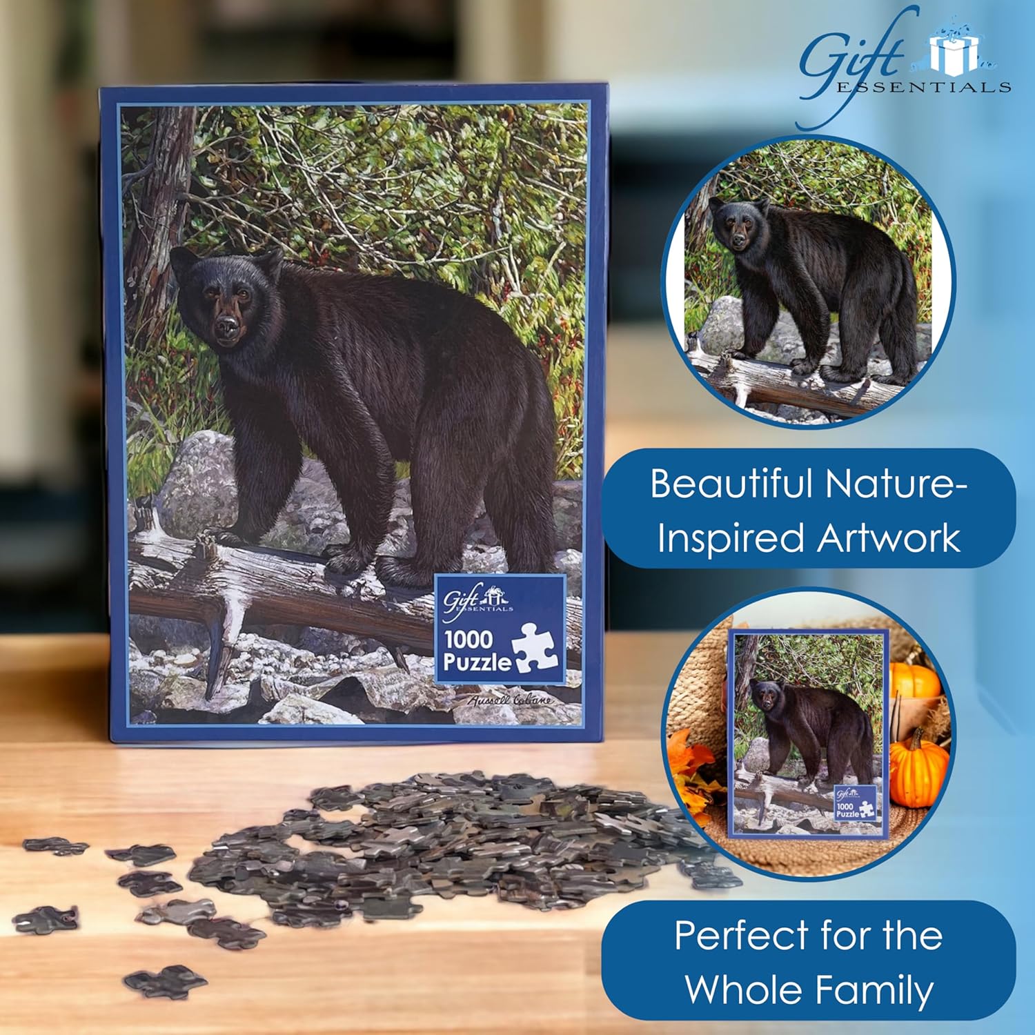 Gift Essentials 1000 Piece Puzzle - Black Bear in The Wild - Jigsaw Puzzle for Adults and Teens