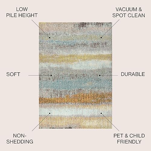 Miniatura 2 de JONATHAN Y Alfombra abstracta moderna para interiores, color cremaamarillo, 3 x 5, contemporánea POP, transicional, fácil limpieza para sala de