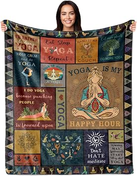 Yoga Gifts for Women, Funny Yoga Gifts for Yogas Lover, Yogas Gift for Instructor Teacher, Pilates Lover Gift Ideas for Women Birthday, Pilates Presents, Zen Meditation Presents 60"X50" Blanket
