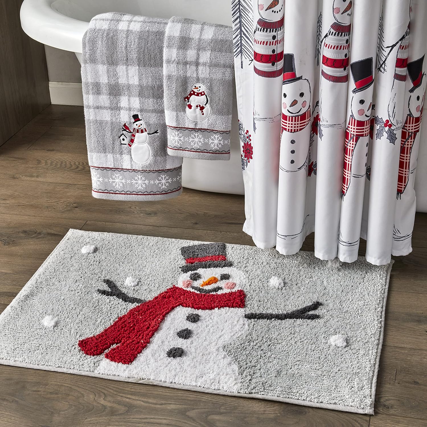 SKL Home Christmas/Winter Whistler Snowman Hand Towel 2pc Set for Bath/Kitchen/Bar & Gift, Gray - Image 6