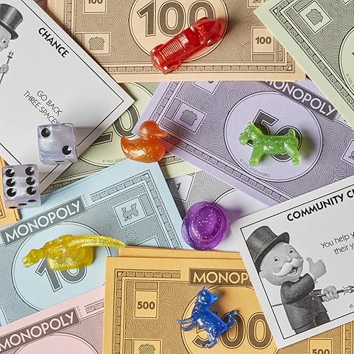 Miniatura 5 de Hasbro Gaming Monopoly Sparkle Edition Juego de mesa, juegos familiares, con fichas brillantes, dados nacarados, aspecto brillante, (exclusivo de