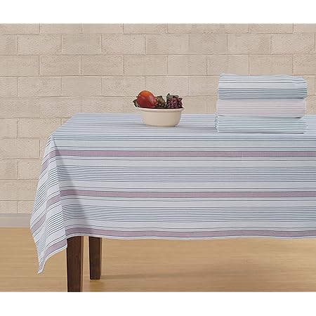 Casa De Lan Rectangle Table Cloth - Table Cover - Wrinkle Free Cover - Cotton Mitered Stitched - Dobby Stripe - for Kitchen Dining, Wedding, Decorations, & Parties - 60'' x 120'' - Dark Pink