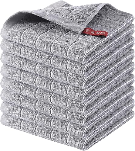 Miniatura 37 de Homaxy Toallas de cocina de rizo de algodón 100% (gris oscuro, 13 x 28 pulgadas), diseño a cuadros, suaves y súper absorbentes, paquete de 8