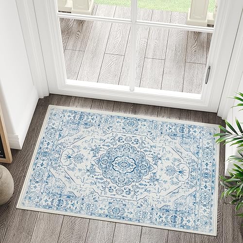 jinchan Alfombra de pasillo lavable de 2 x 7 pies, antideslizante, color gris topo, vintage, ultrafina, ligera, alfombra de acento suave, alfombra