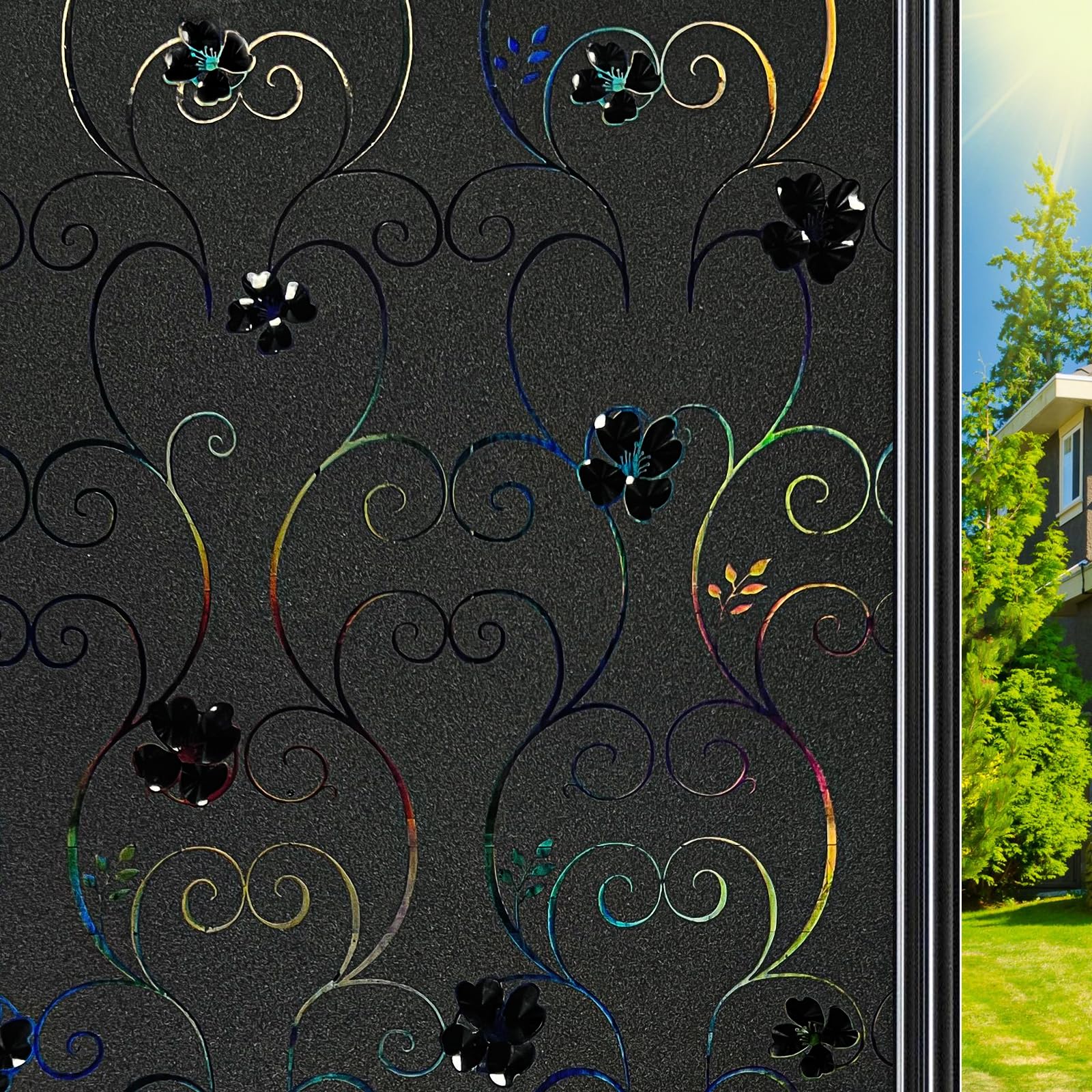 Pellicola Per Finestre Arcobaleno Statica, Pellicola Decorativa Per Finestre Motivo A Mezzaluna 3d 40 X 100 Cm 96542243