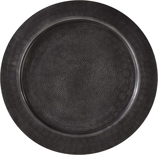 Aluminum Charger Plates with Hammered Design, Set of 4, Graphite