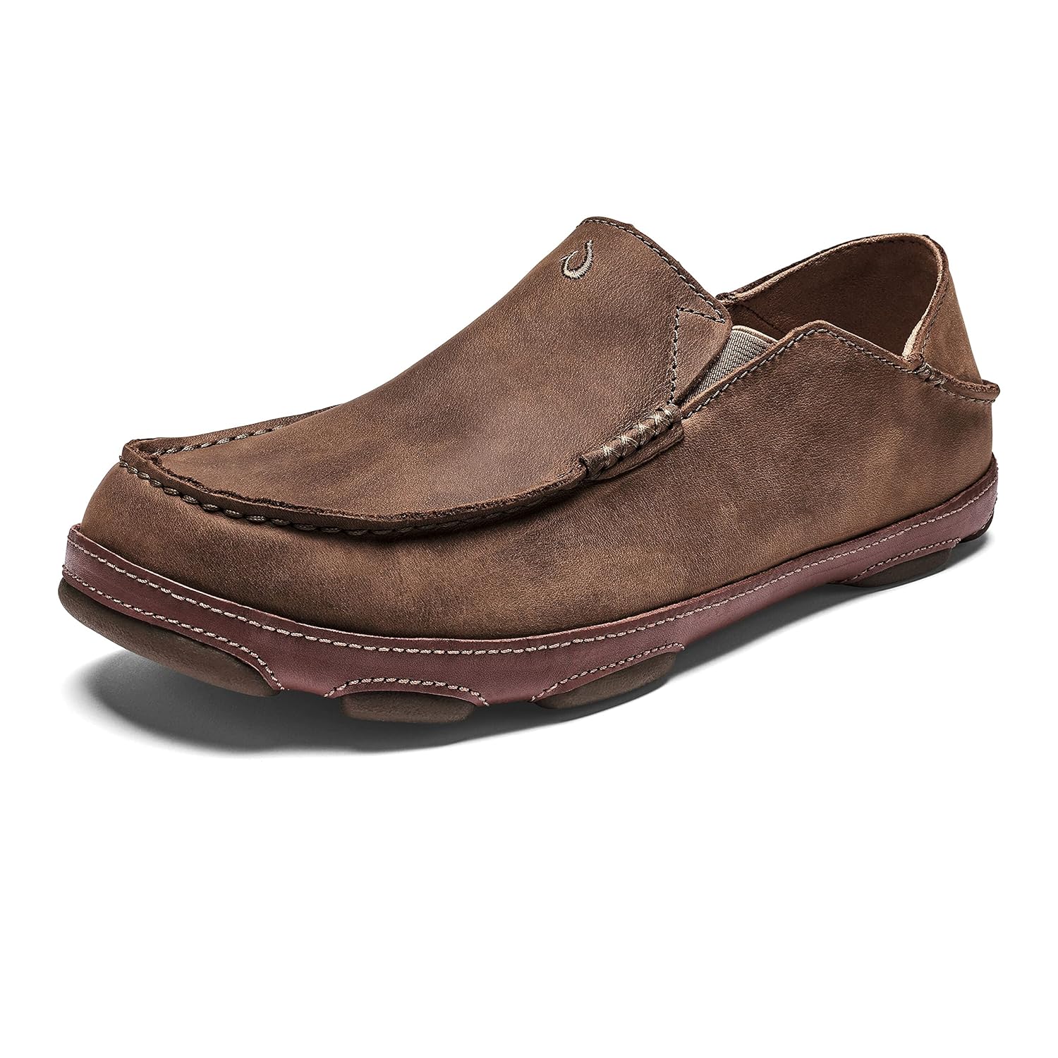 OLUKAI Moloa Mens Premium Leather Shoes Easy Slip On Off Design Casual Versatile Loafer Drop-in Heel Enhanced Traction