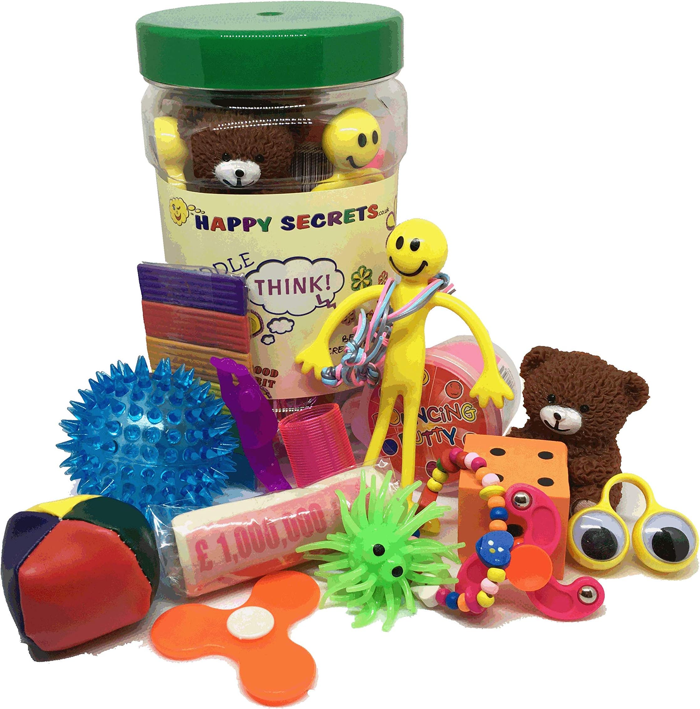 Fidget Fiddle and Think Jar - School Edition - crammed full of QUALITY fidget toys/tools for learning, concentration, brainstorming, anxiety, stress relief, adhd, autism, asd