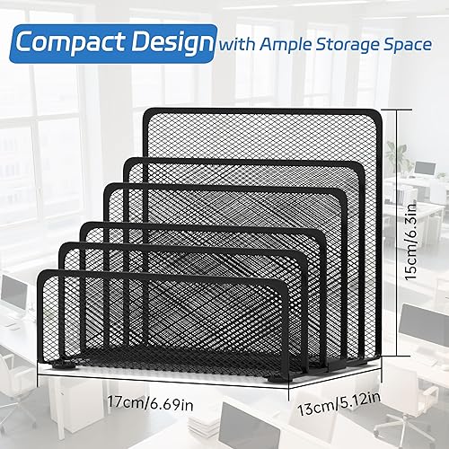 Miniatura 3 de Organizador de correo de 5 niveles para escritorio, soportes de archivos de metal para facturas, documentos, cuadernos (negro)