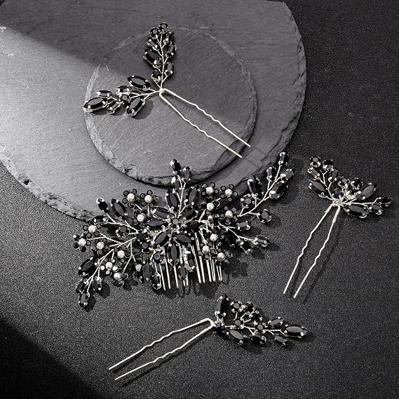 Wedding hair accessories, Bridal for piece, brides headpiece, Bride comb(Black)